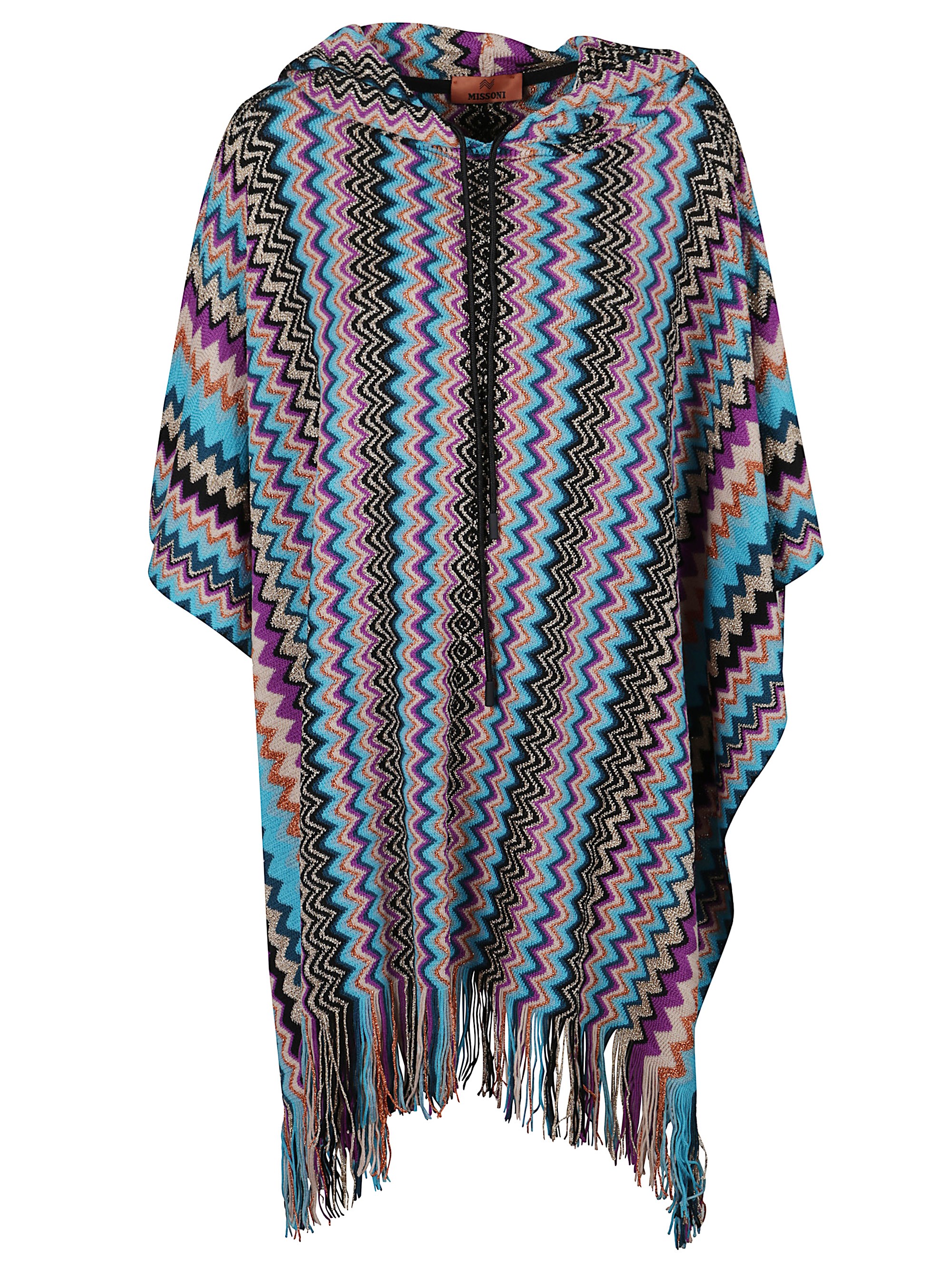 Missoni Hooded Fringed Poncho In Multi