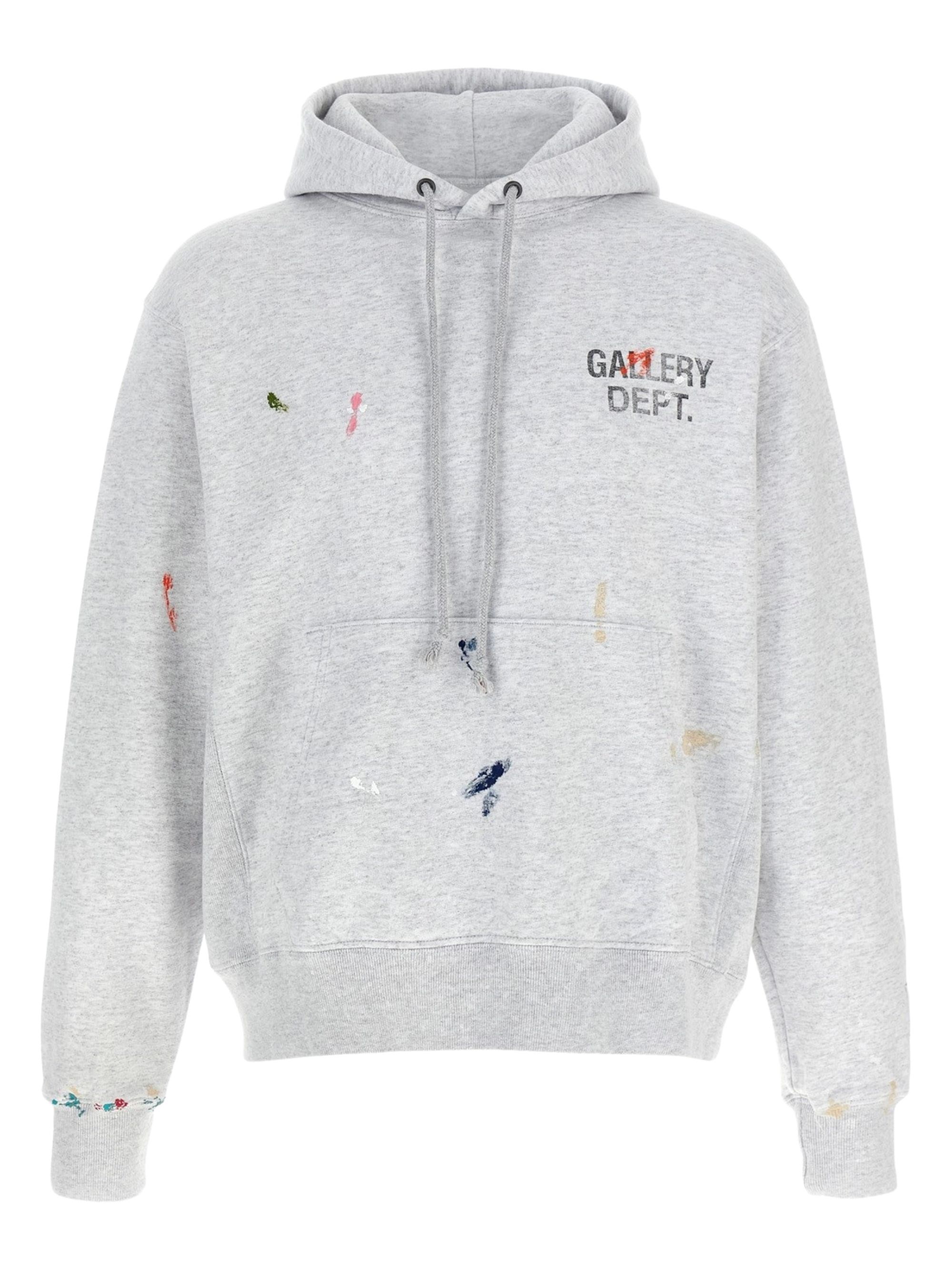 Gallery Dept. Logo-print Paint-splattered Cotton-jersey Hoodie In White