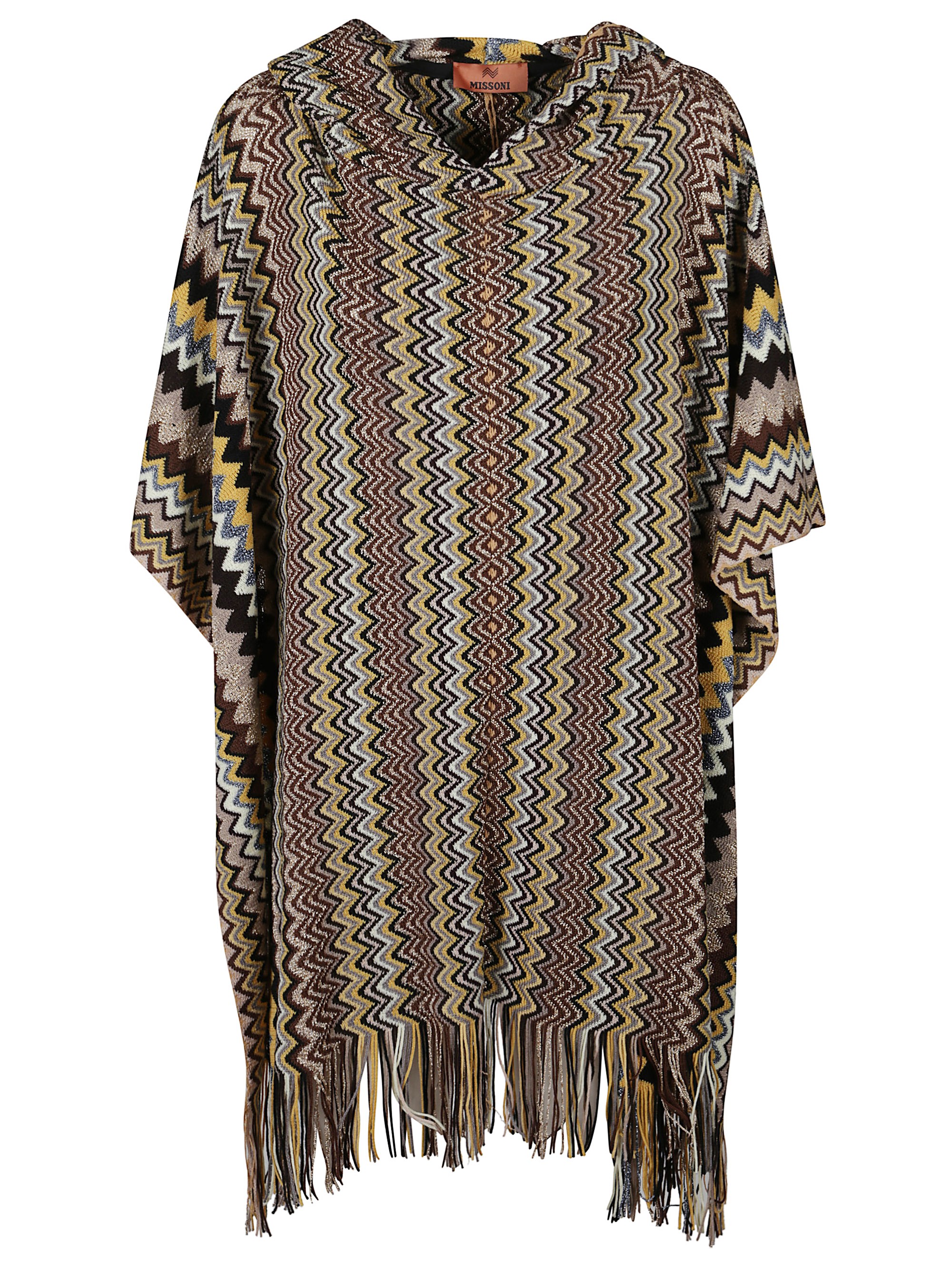 Missoni Hooded Fringed Poncho In Multi