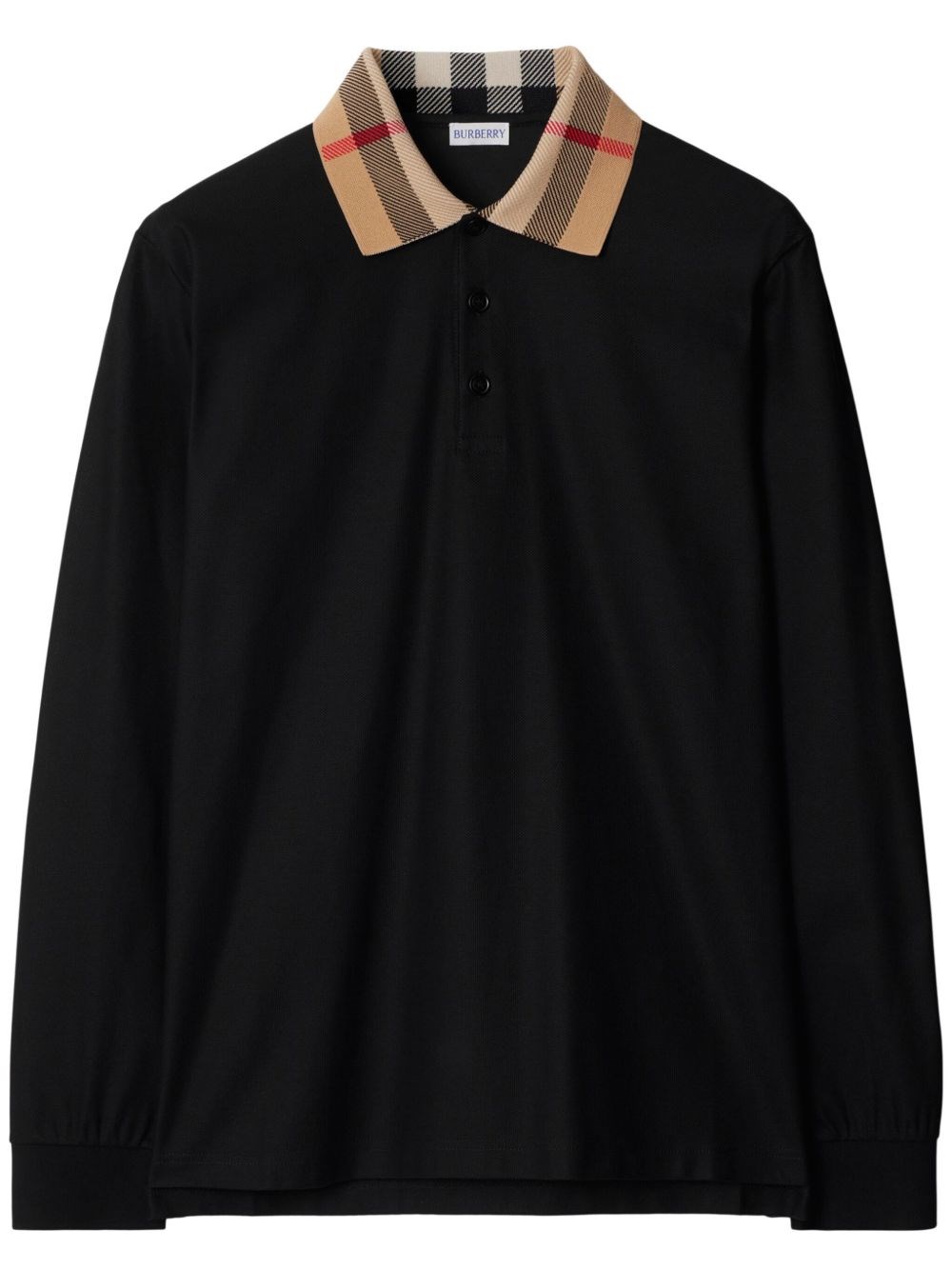 Burberry Check Collar Cotton Polo Shirt