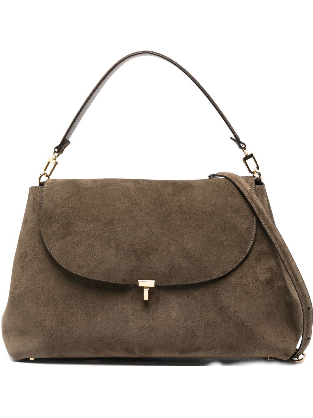 Totême Toteme T-lock Suede Leather Tote Bag In Gray