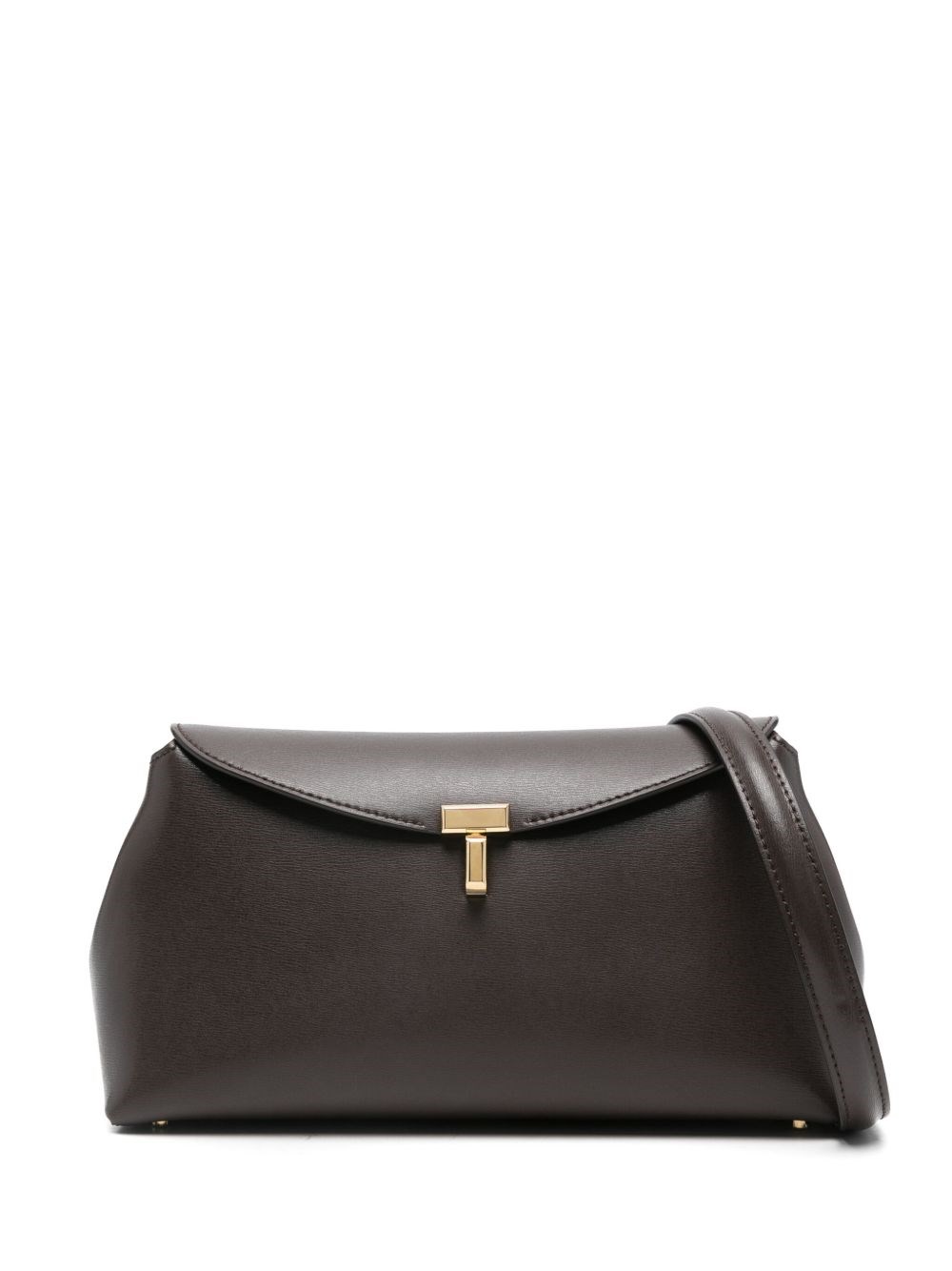 Totême Toteme T-lock Leather Clutch In Brown