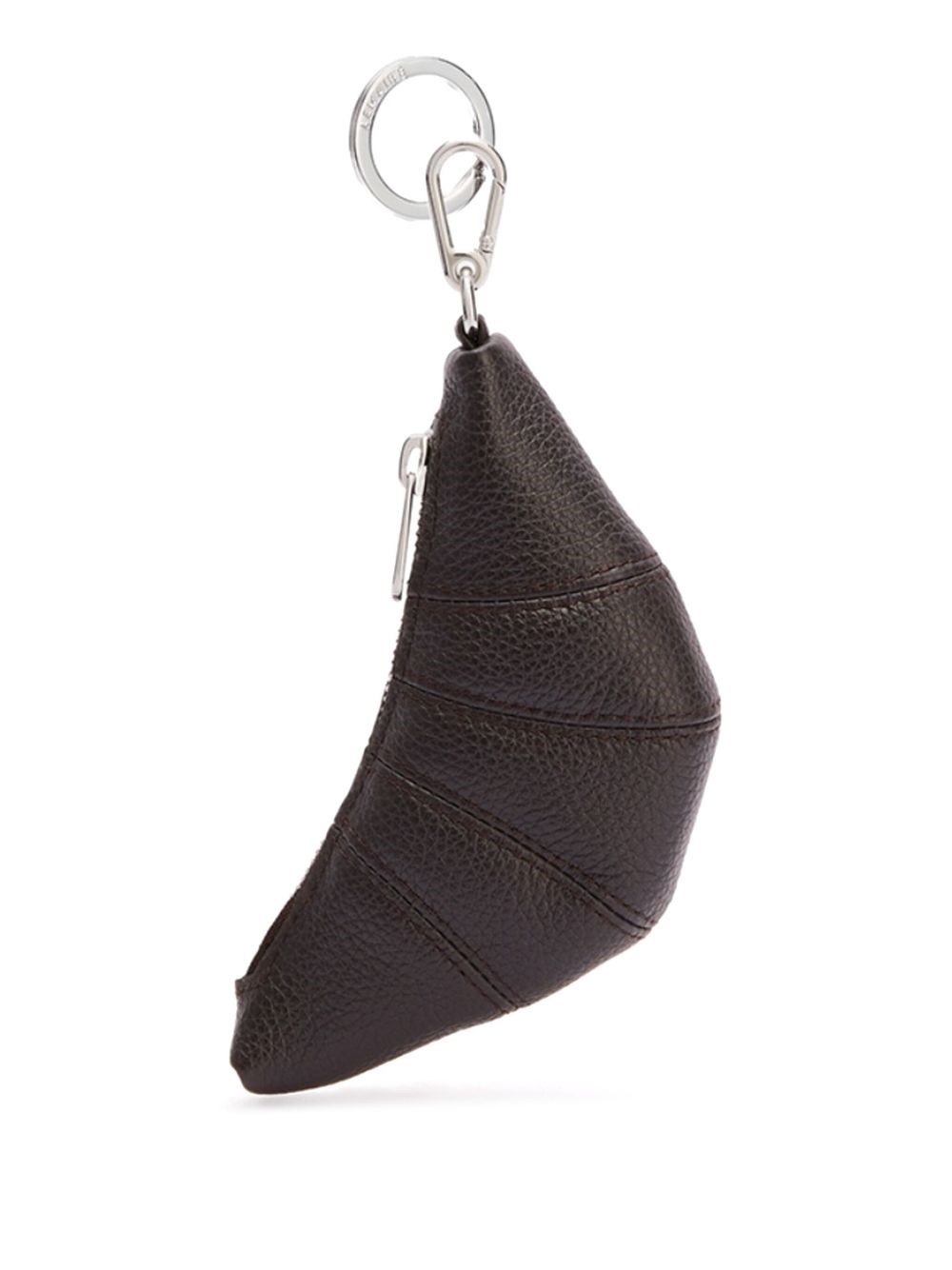 Lemaire Croissant Mini Leather Keyring In Brown