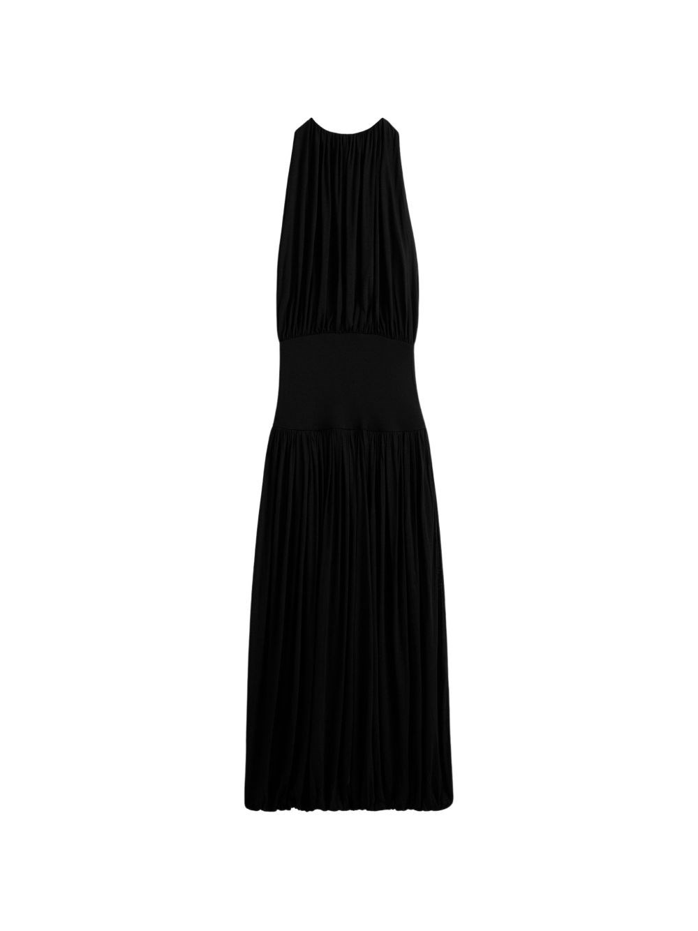 Totême Black Fluid Viscose Gathered Midi Dress In Burgundy