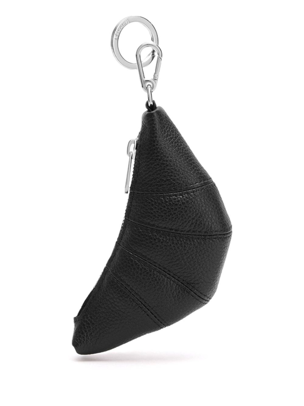 Lemaire Croissant Mini Leather Keyring In Black
