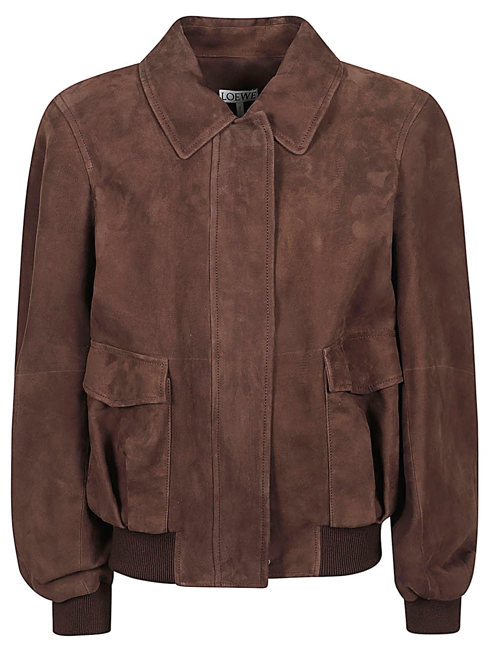 Loewe Suede Leather Bomber Jacket In Brown