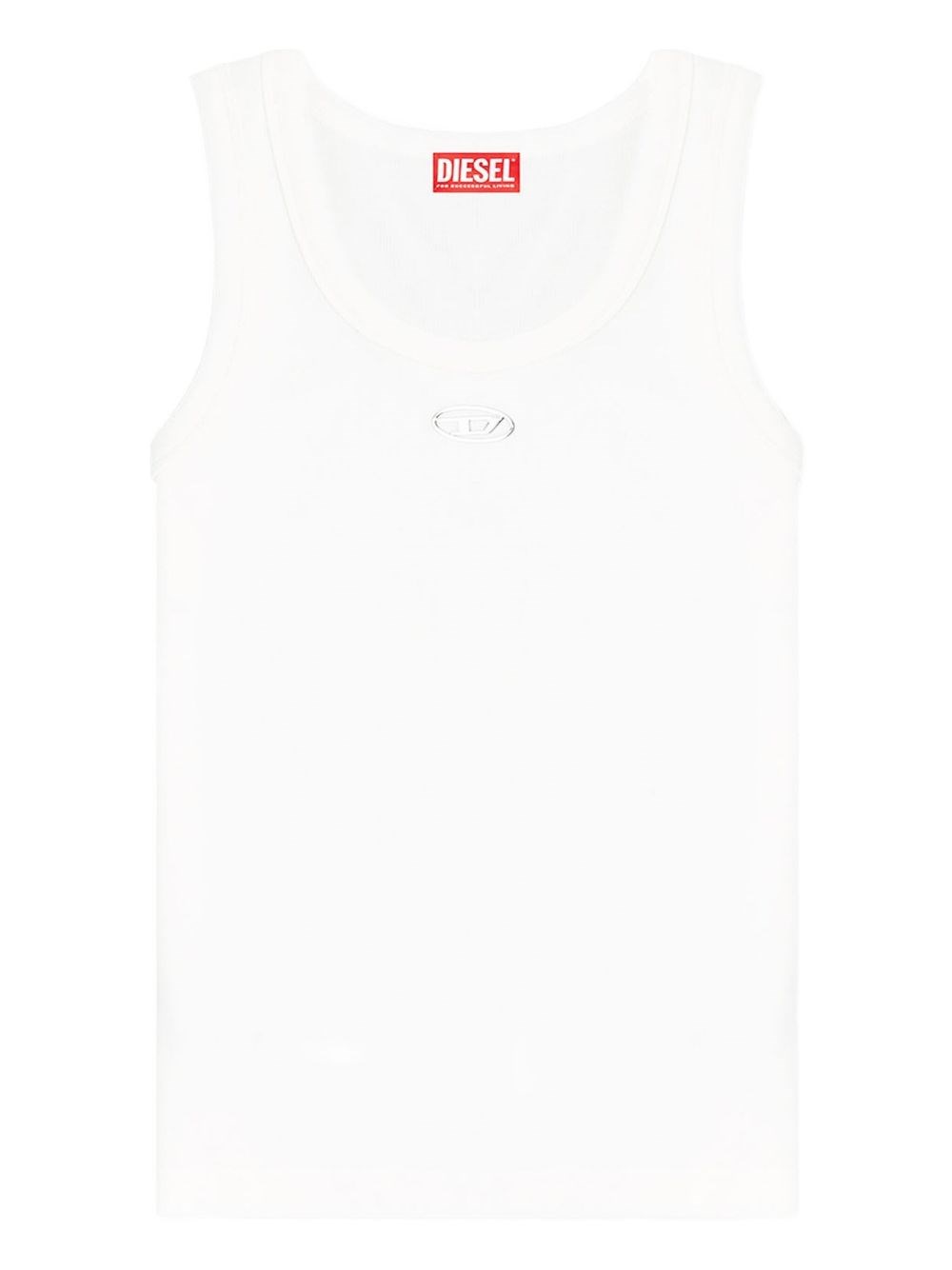 Diesel Logo Cotton Tank Top In White