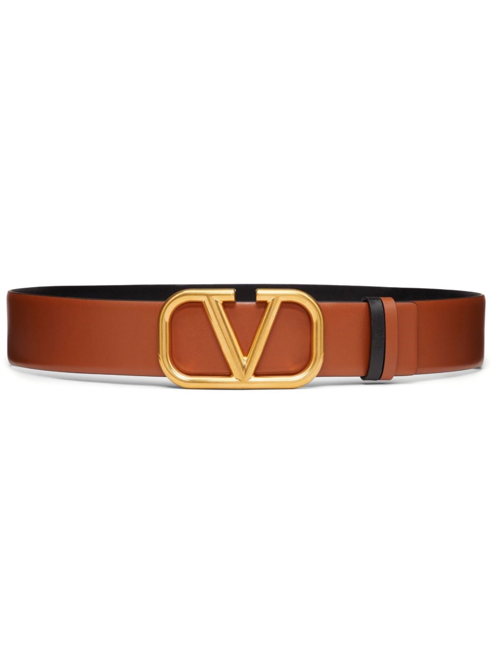 Valentino Garavani Leather Reversible Vlogo Belt In Brown
