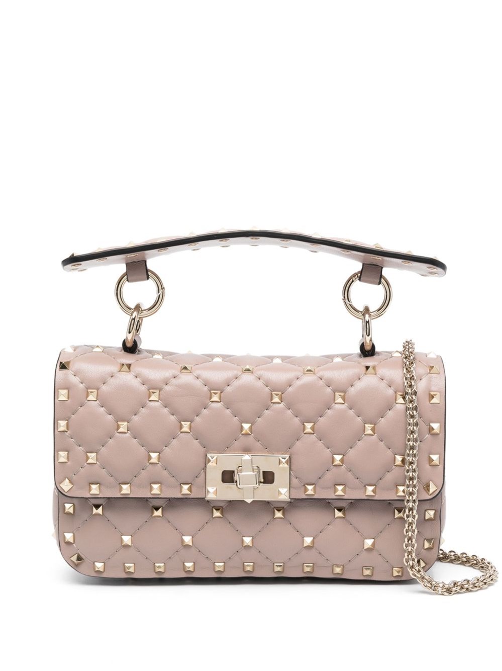 Valentino Garavani Spike Small Leather Shoulder Bag In Pink