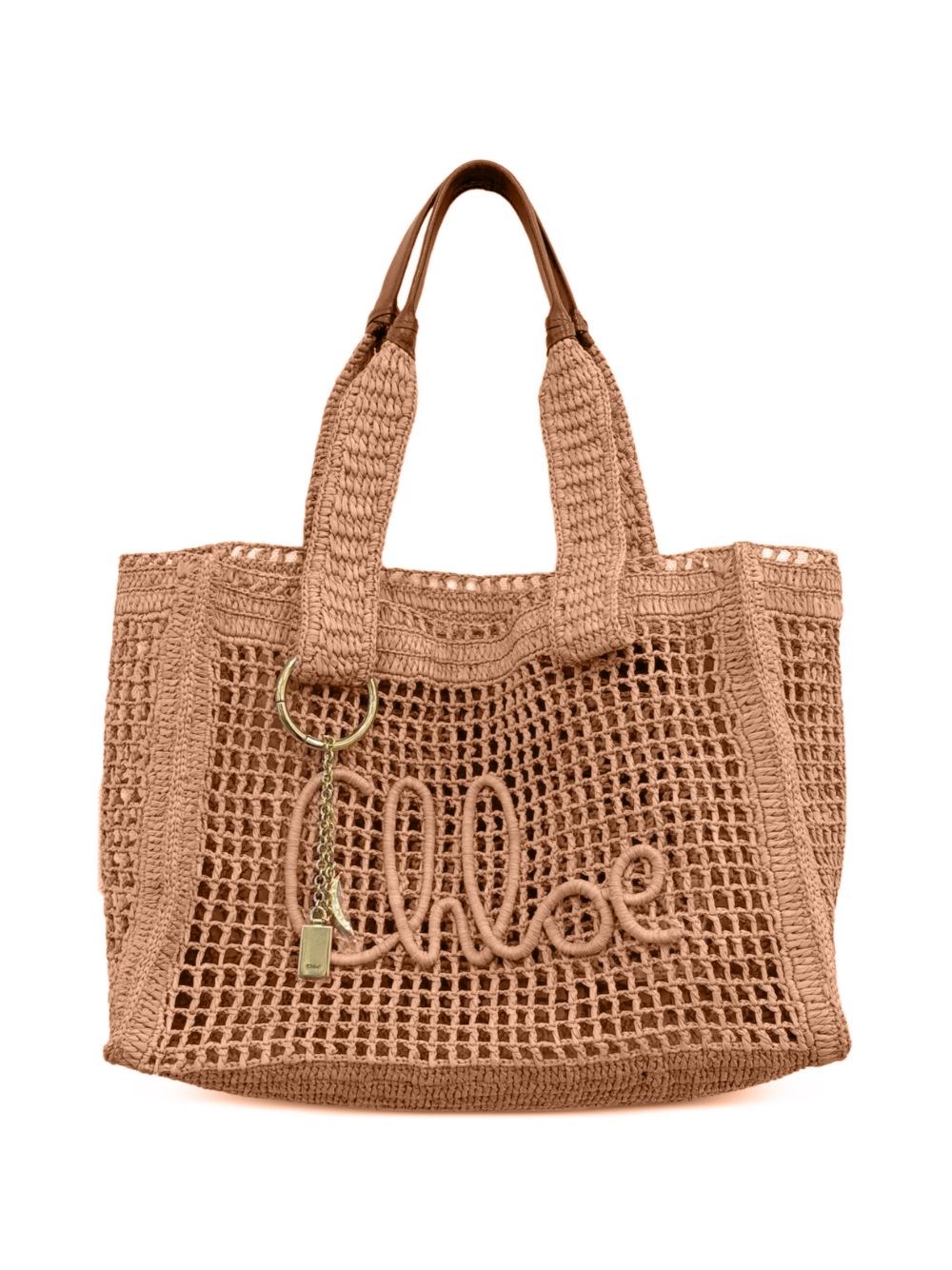 Chloé Summer Banana Rafia Tote Bag In Sand