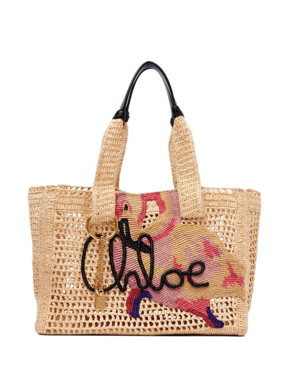 Chloé Summer Banana Rafia Tote Bag In Sand