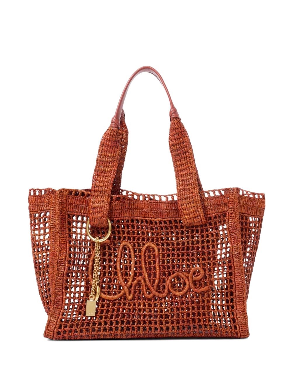 Chloé Summer Banana Rafia Tote Bag In Brown