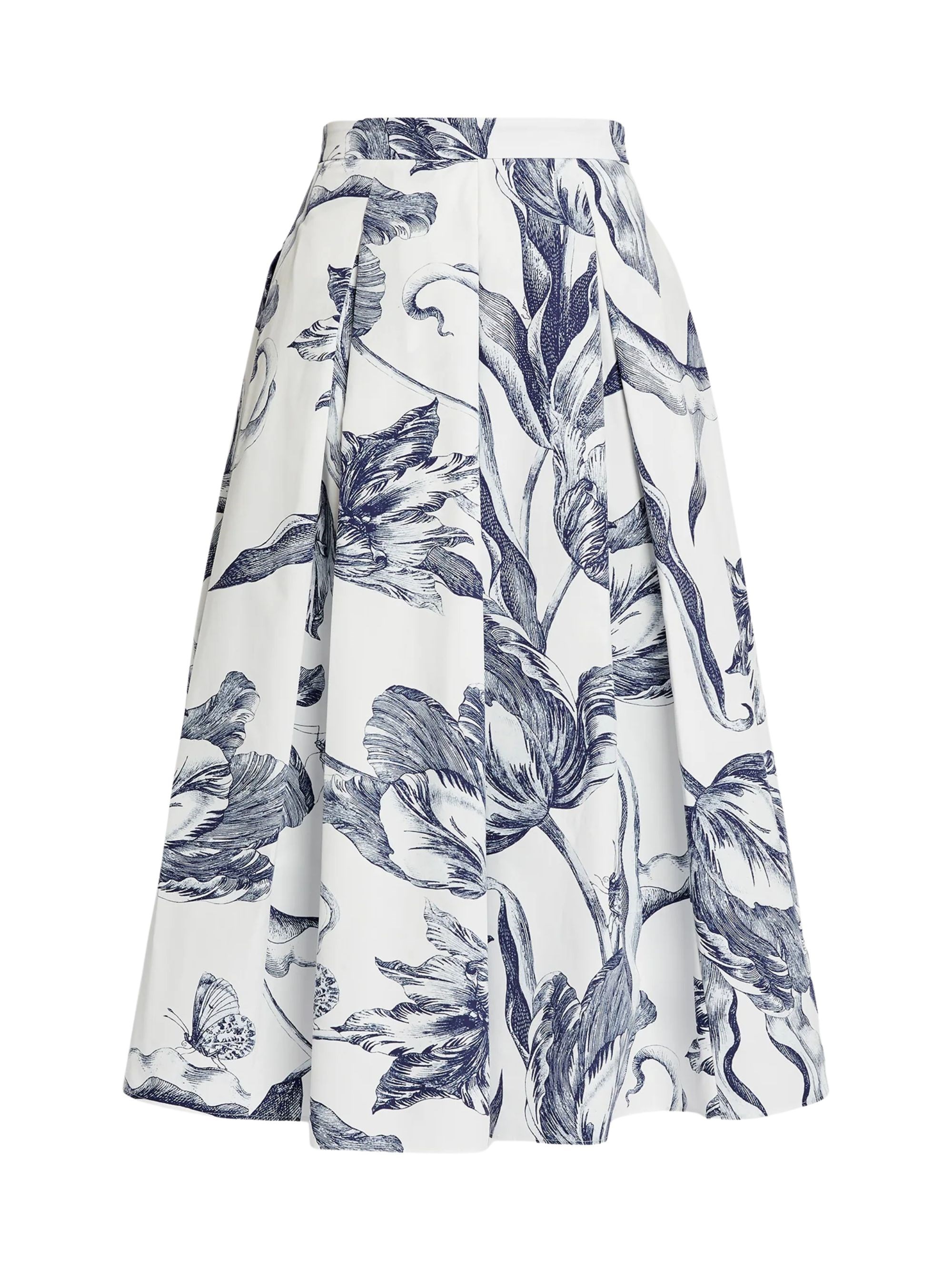 Erdem Floral Print Pleated Midi Skirt