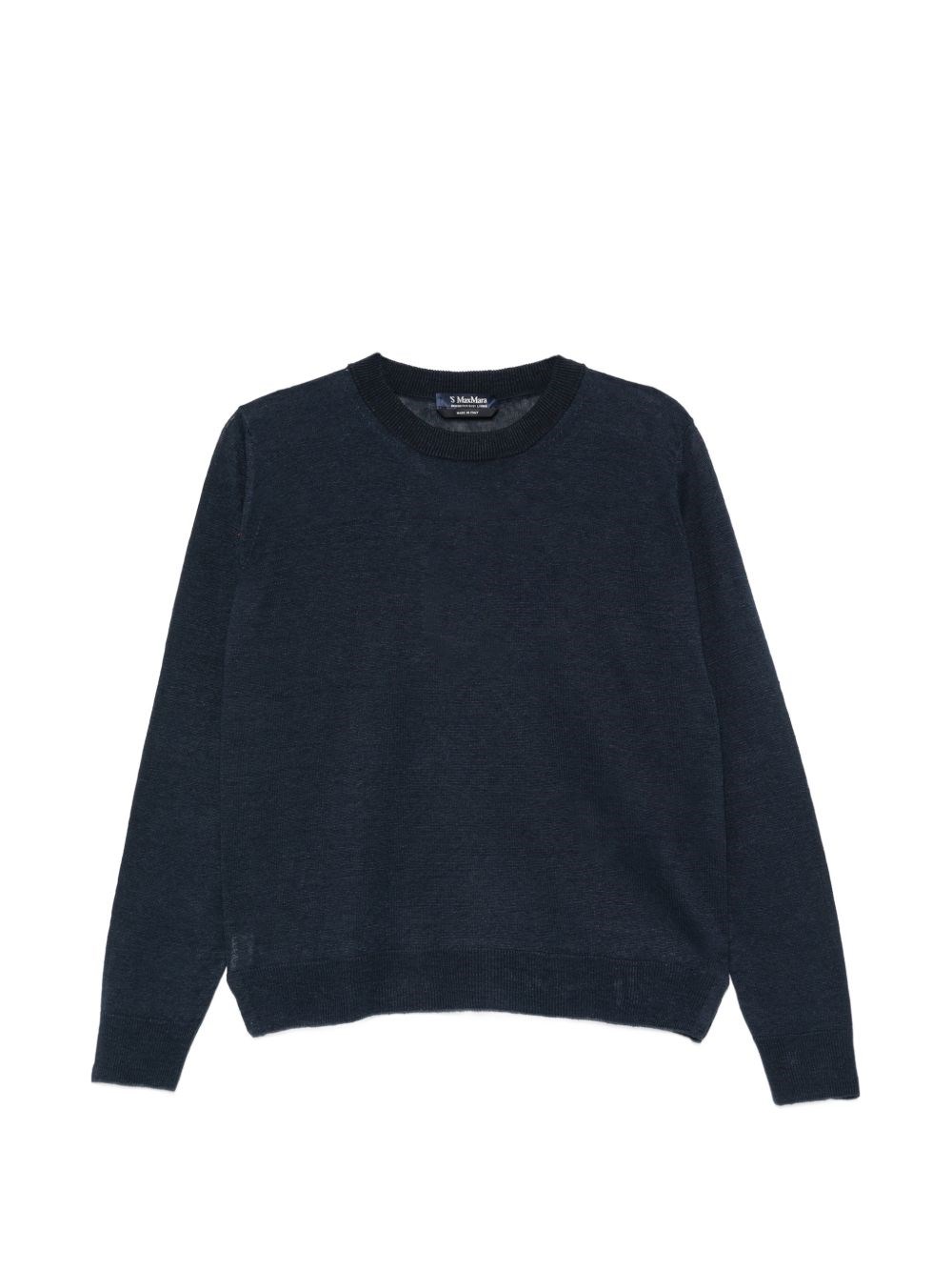 S Max Mara Linen Crewneck Sweater In Blue