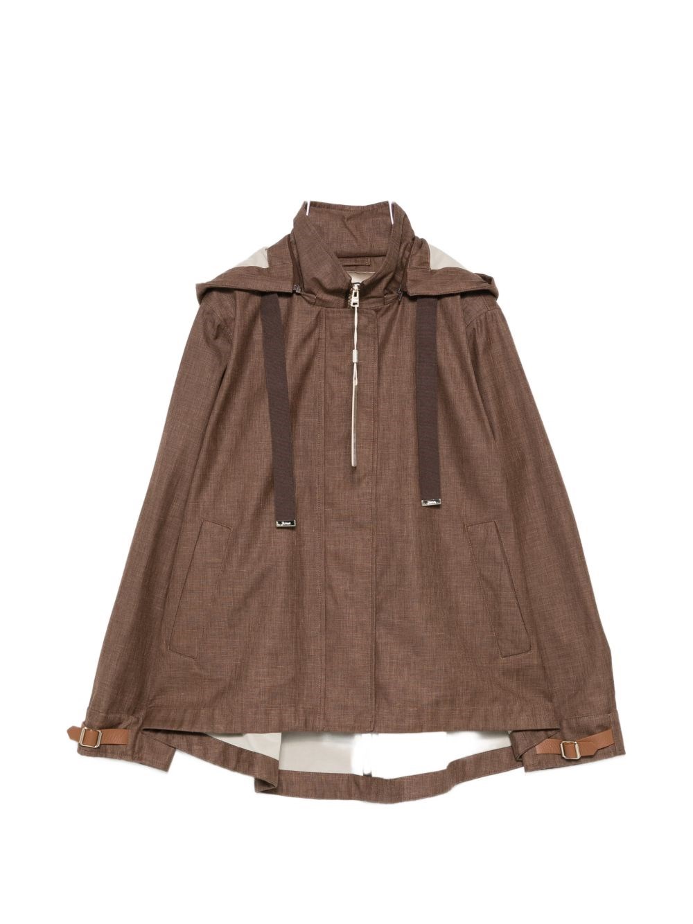 Herno Hooded Blouson Jacket In Brown