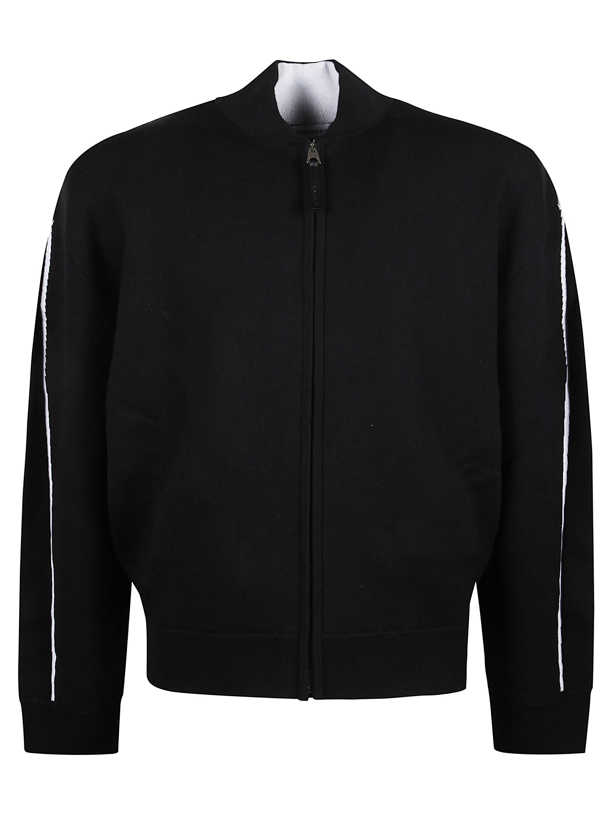 Givenchy Striped Zip-up Cardigan In Black