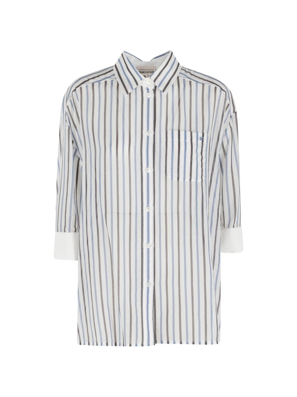 Semicouture Gracia Striped Cotton Shirt In Blue