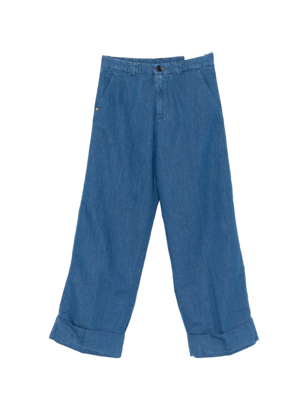 WHITE SAND Cotton And Linen Blend Trousers