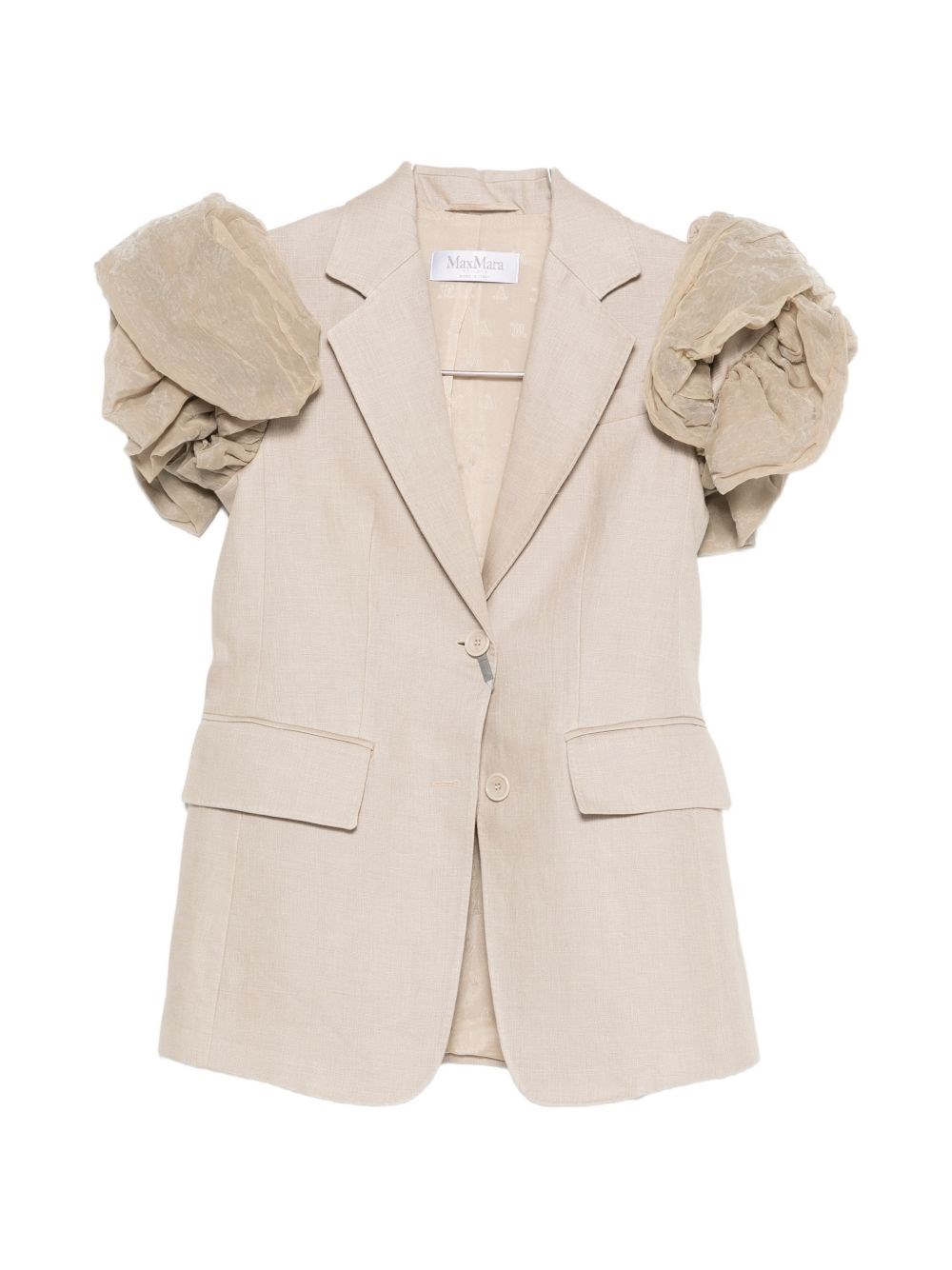 Max Mara Linen Rouched Vest In Sand