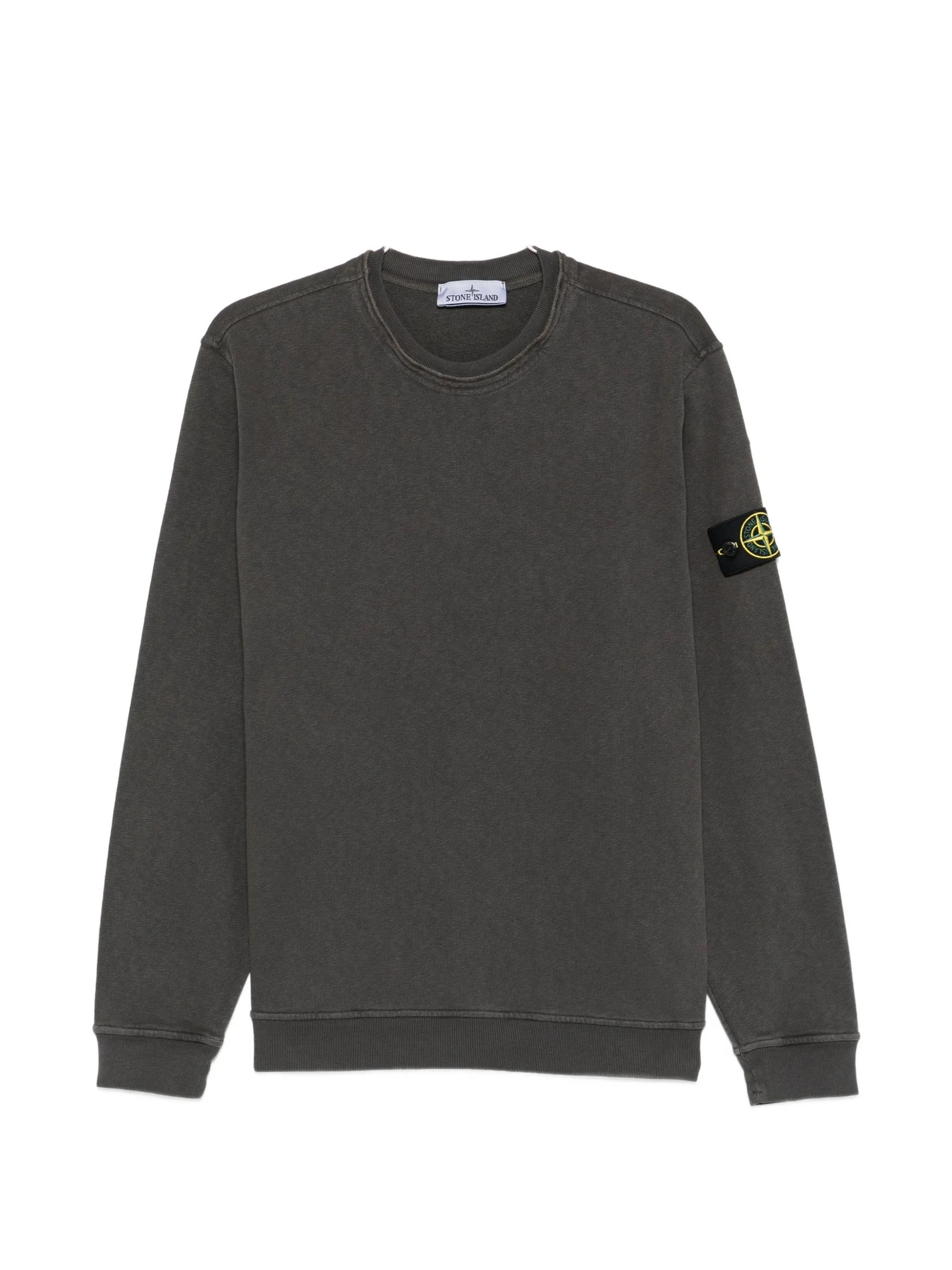 Stone Island Logo Cotton Crewneck Sweatshirt