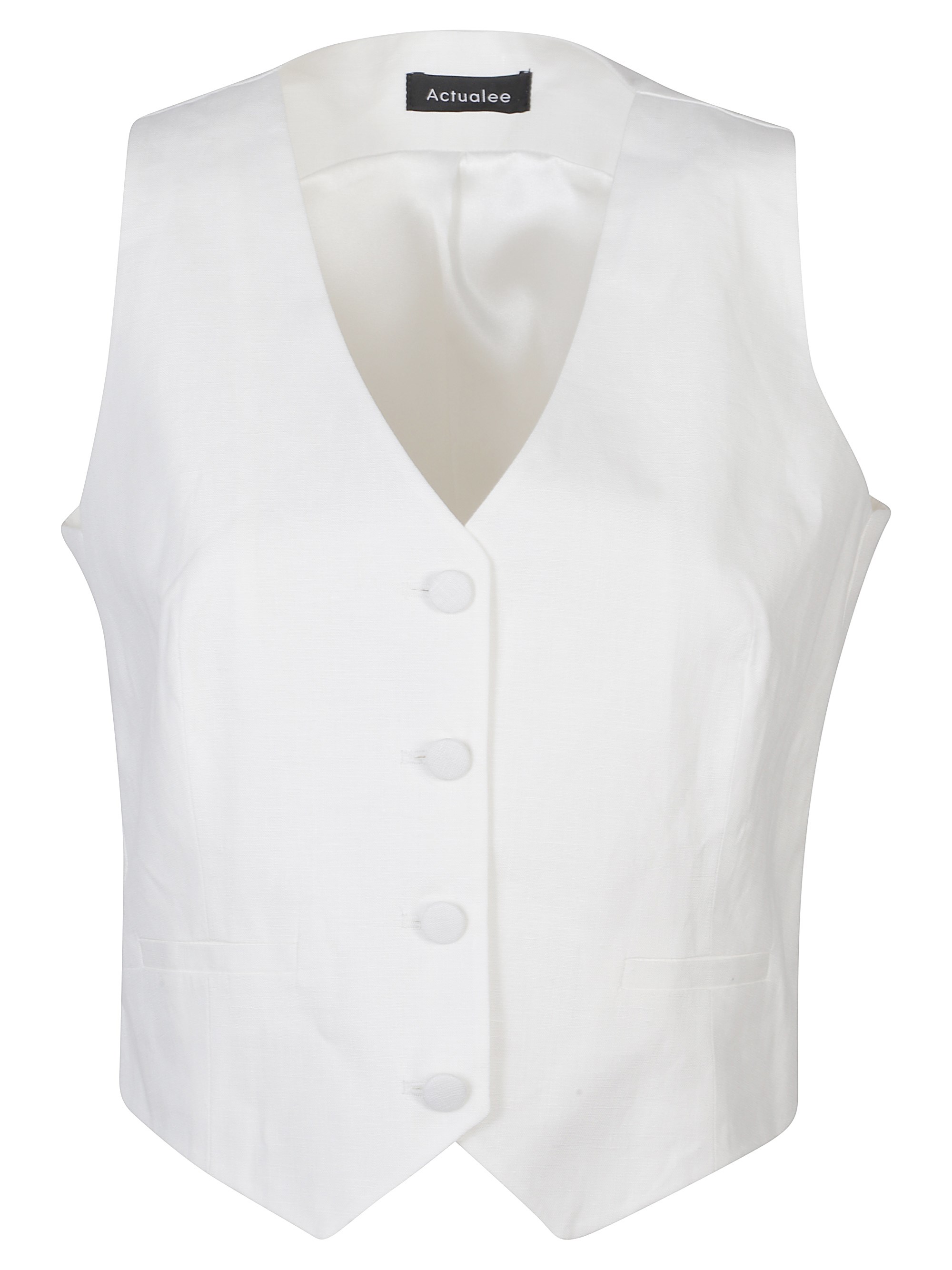 Actualee Linen Vest In Sand