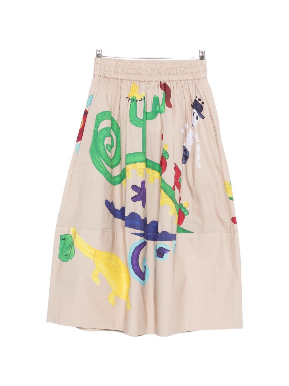 Talking Walls Printed Cotton Midi Skirt In Multi