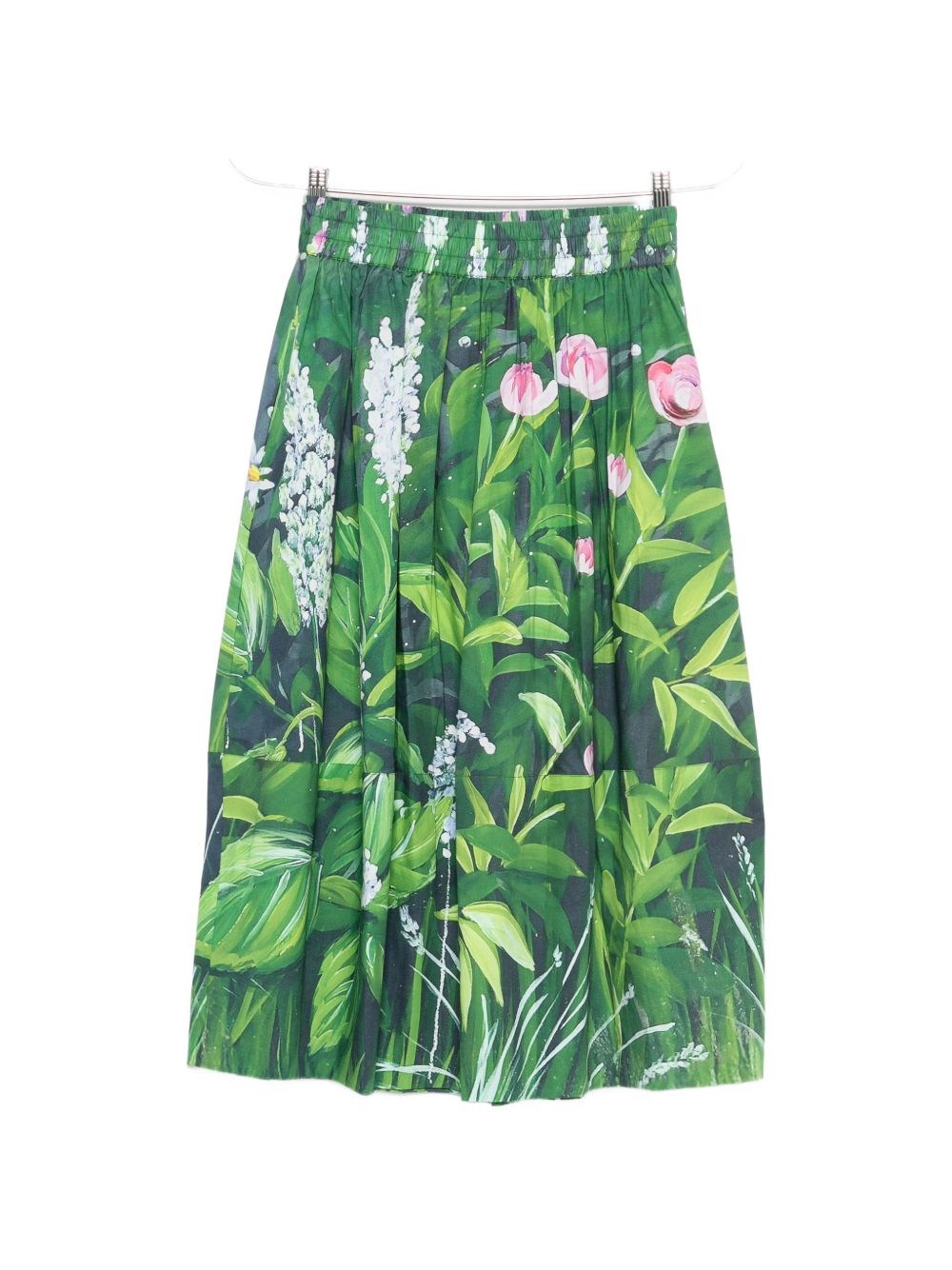 Talking Walls Printed Cotton Midi Skirt In Green