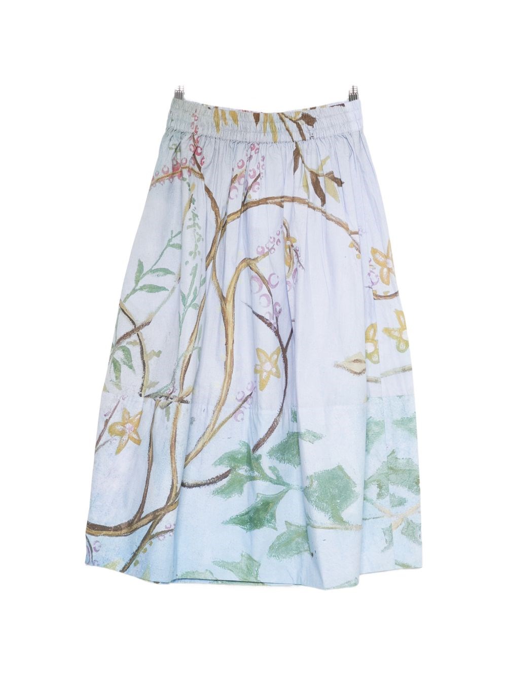 Talking Walls Printed Cotton Midi Skirt In Blue