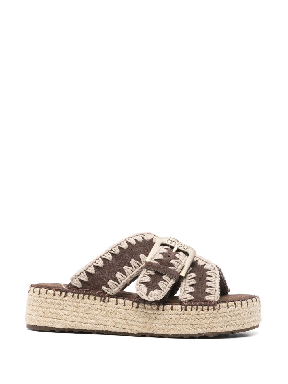 Mou Jute Platform Sandals In Brown