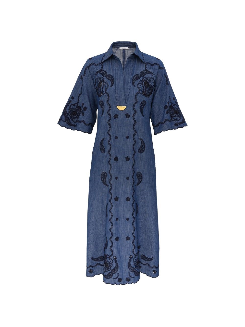 Vestito lungo Aster in denim con ricami in contrasto - ZIMMERMANN - gender_Woman