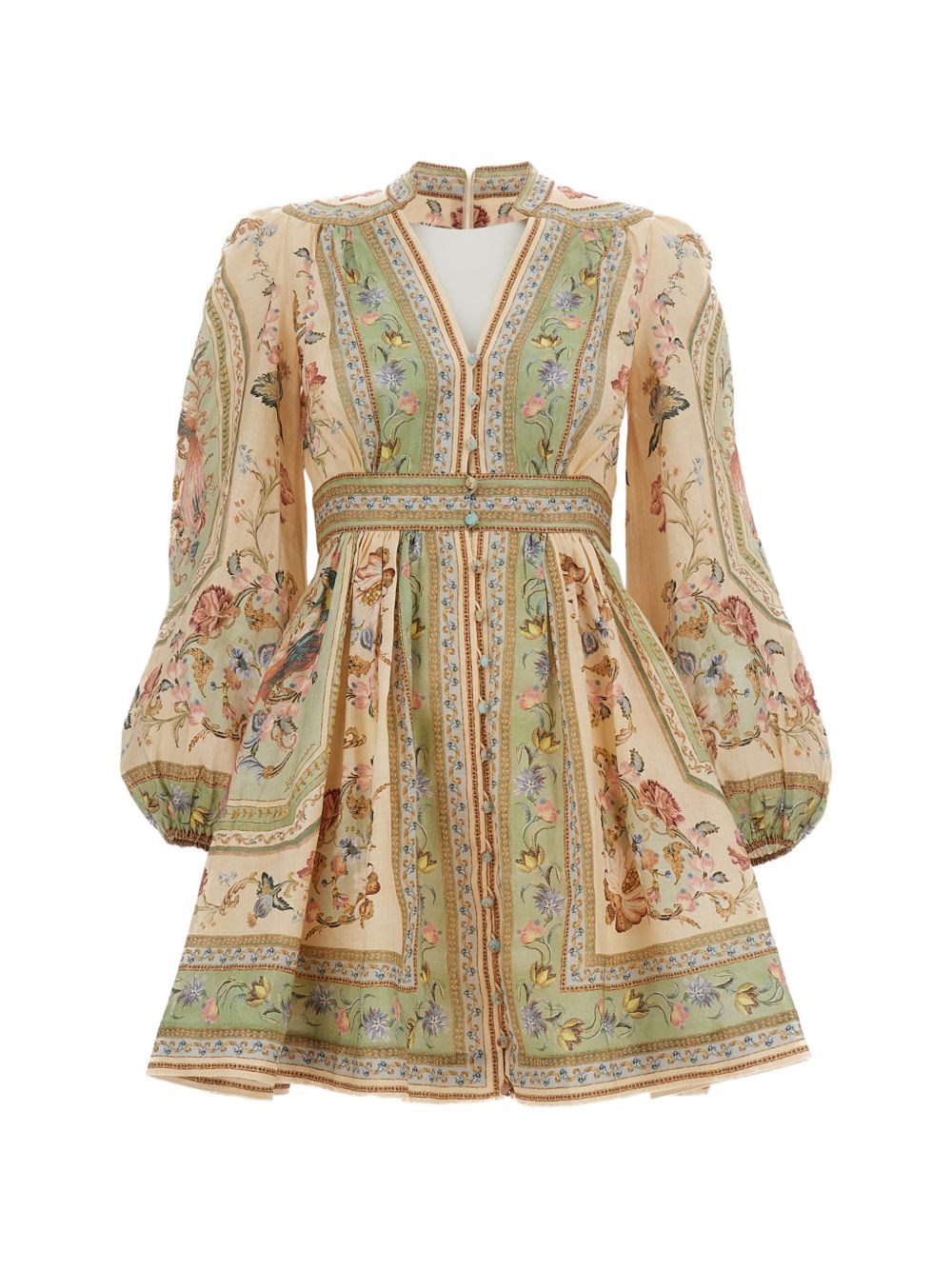 Zimmermann Roselight Linen Mini Dress In Green