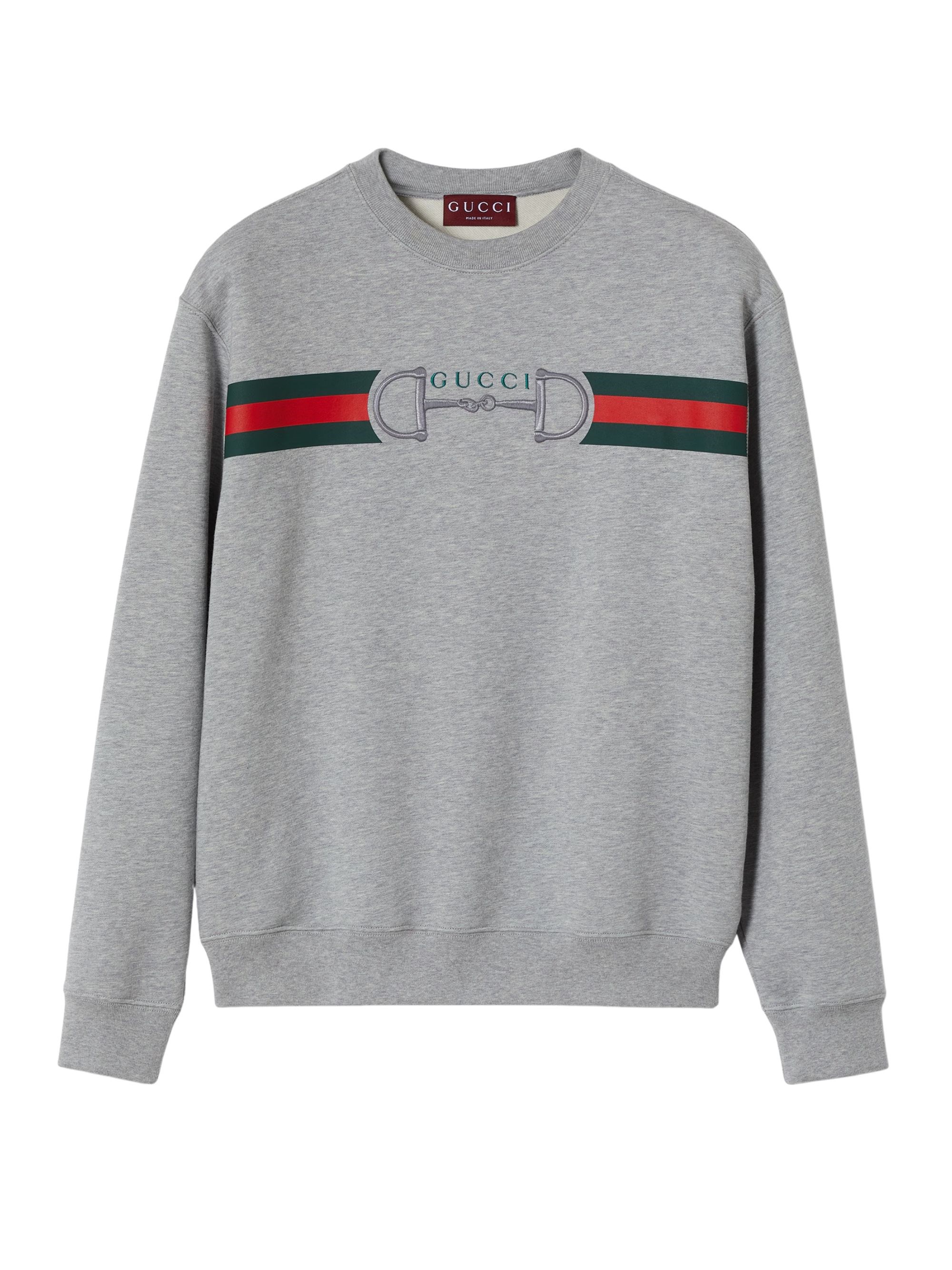 GUCCI GUCCI Crewneck Sweatshirt with Horsebit Embroidery