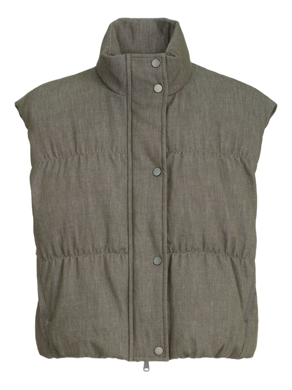 Brunello Cucinelli Cotton Down Vest In Green