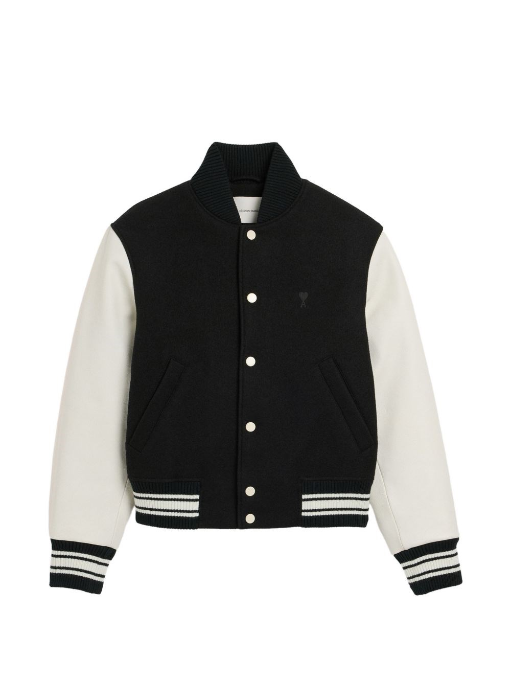 Ami Paris Wool And Leather Bomber Jacket