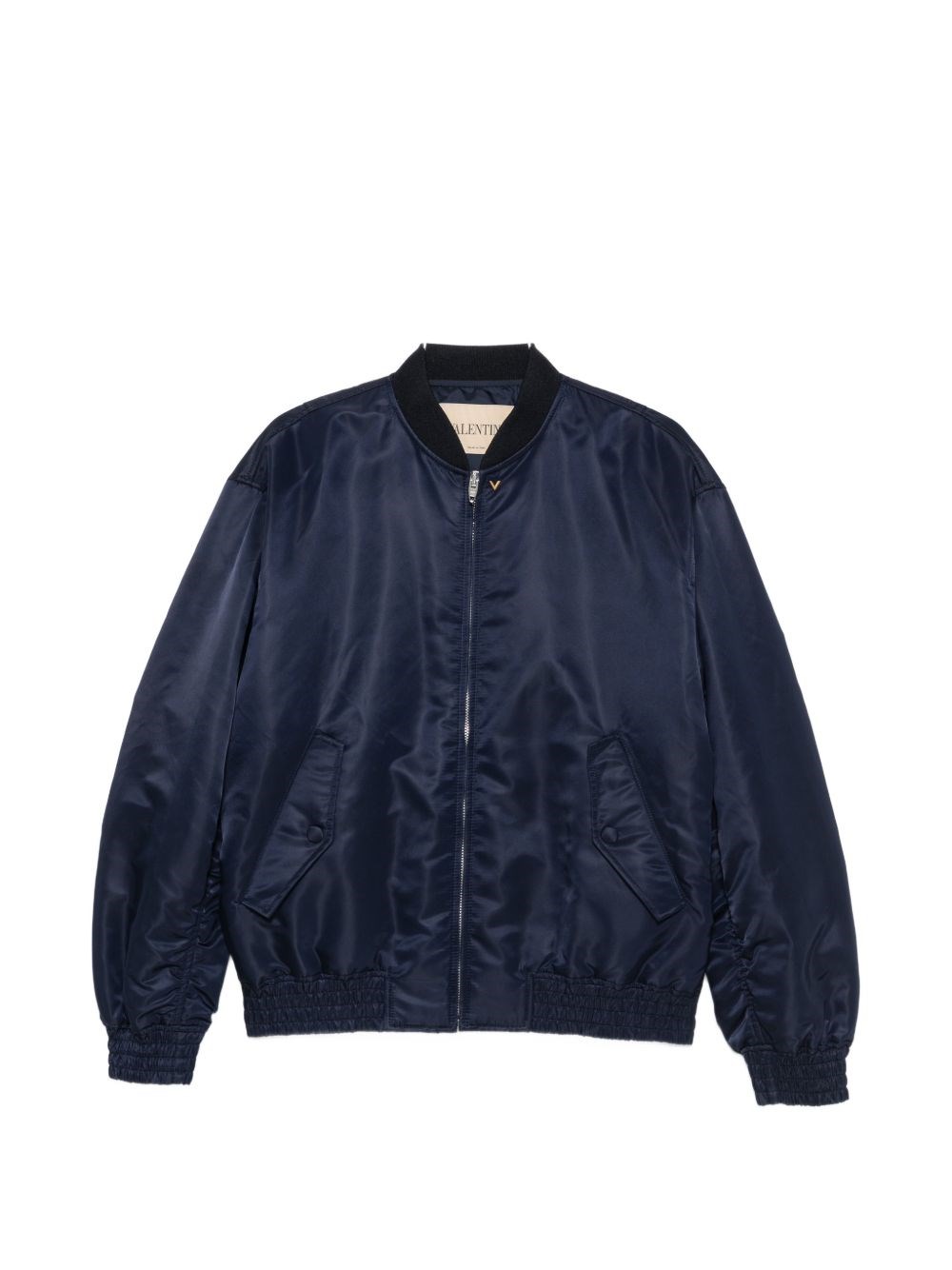 Bomber con zip blu navy lucido con Vlogo