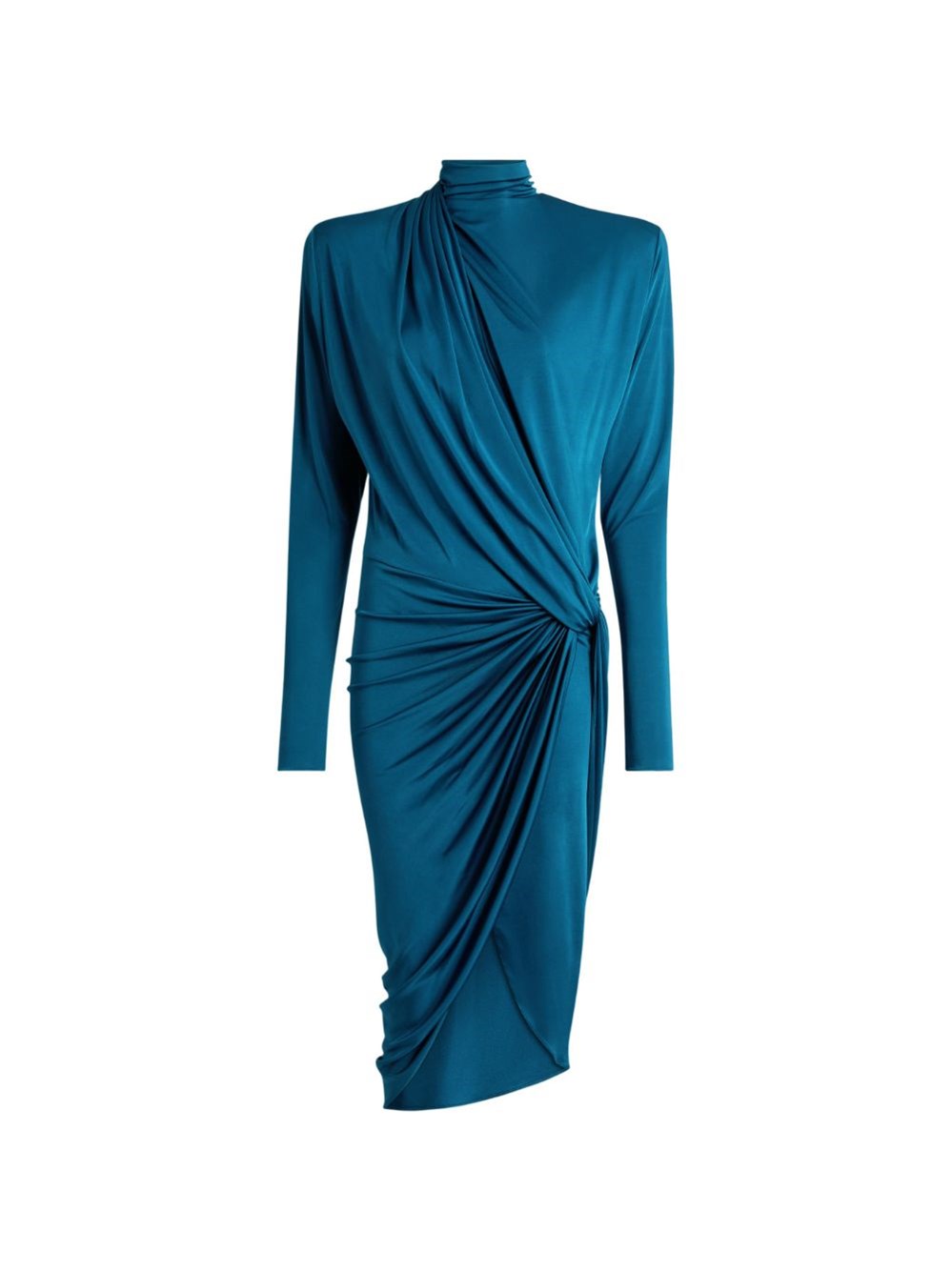Balmain Donna Blu Abito Drappeggiato In Jersey Fluido - Immagine 3