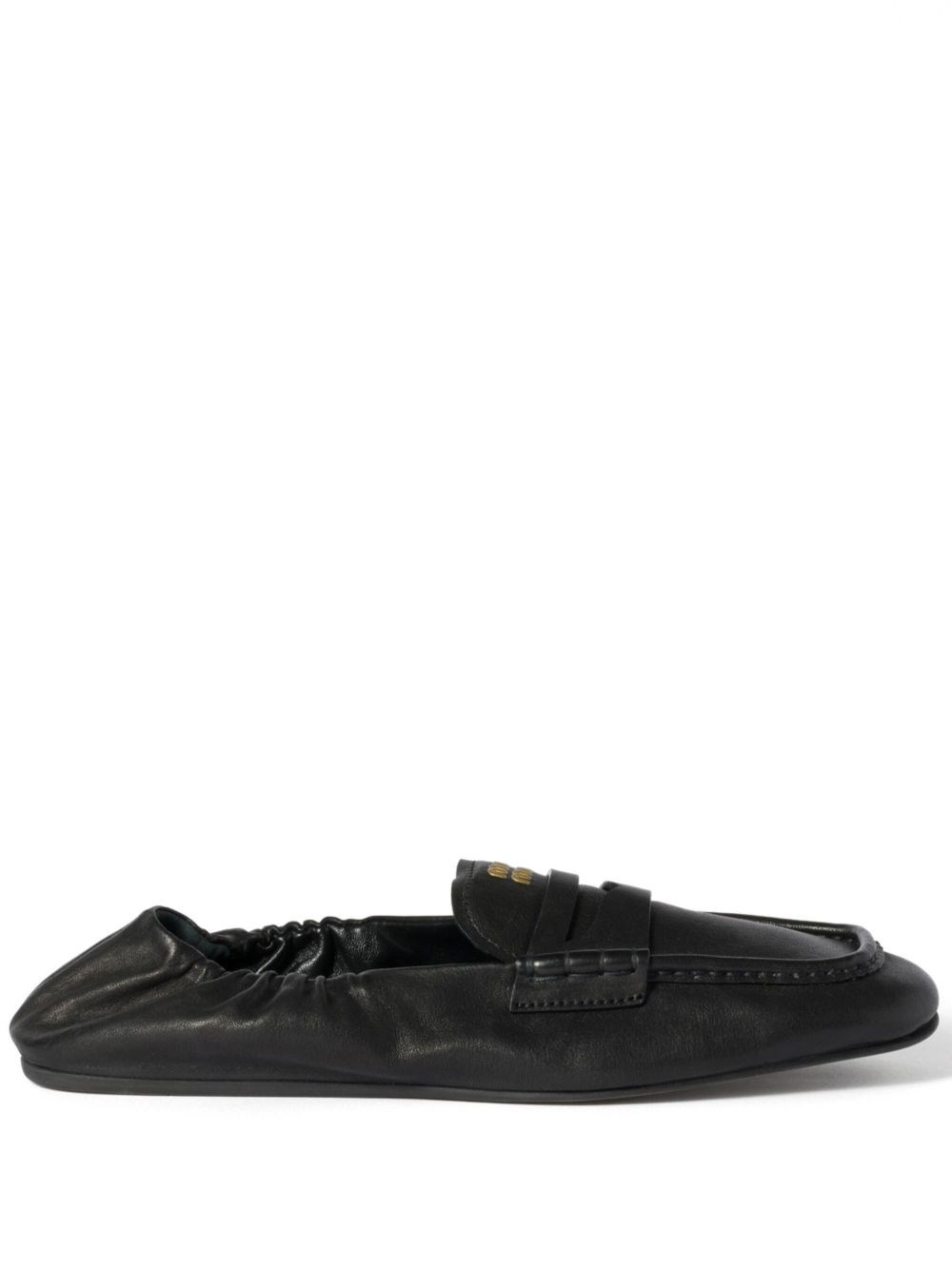 Miu Miu Ruches Leather Loafers