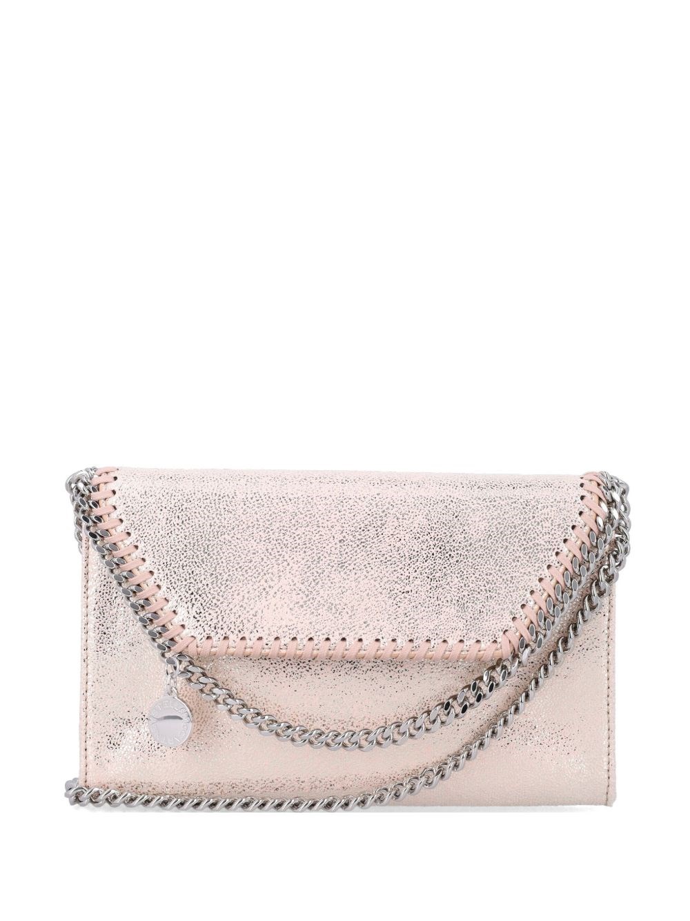 Stella McCartney Chain-Trimmed Metallic Clutch — Pink