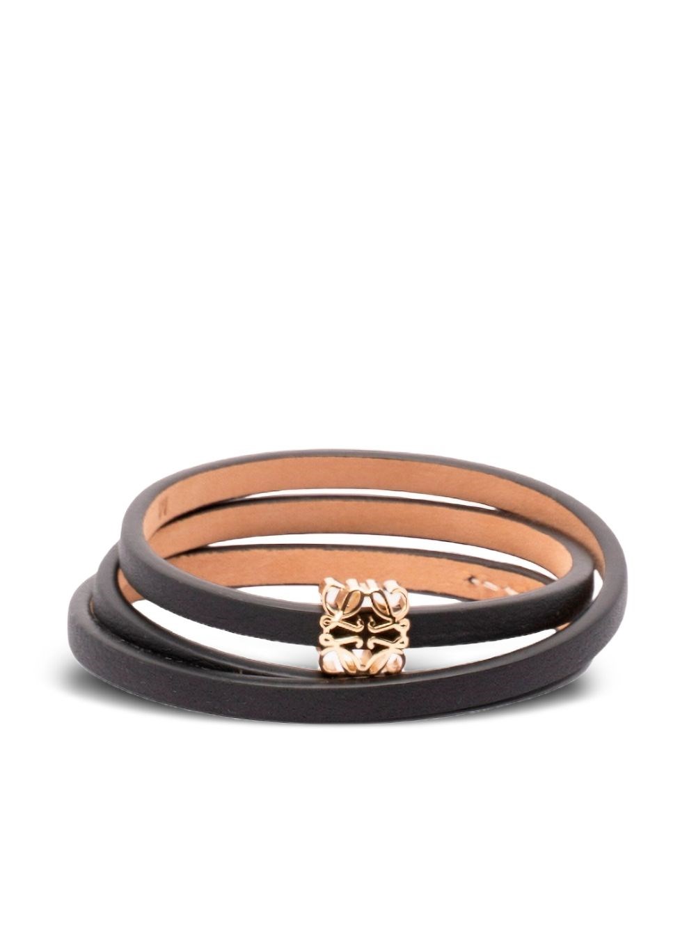 Loewe Anagram Bombé Leather Bracelet In Black
