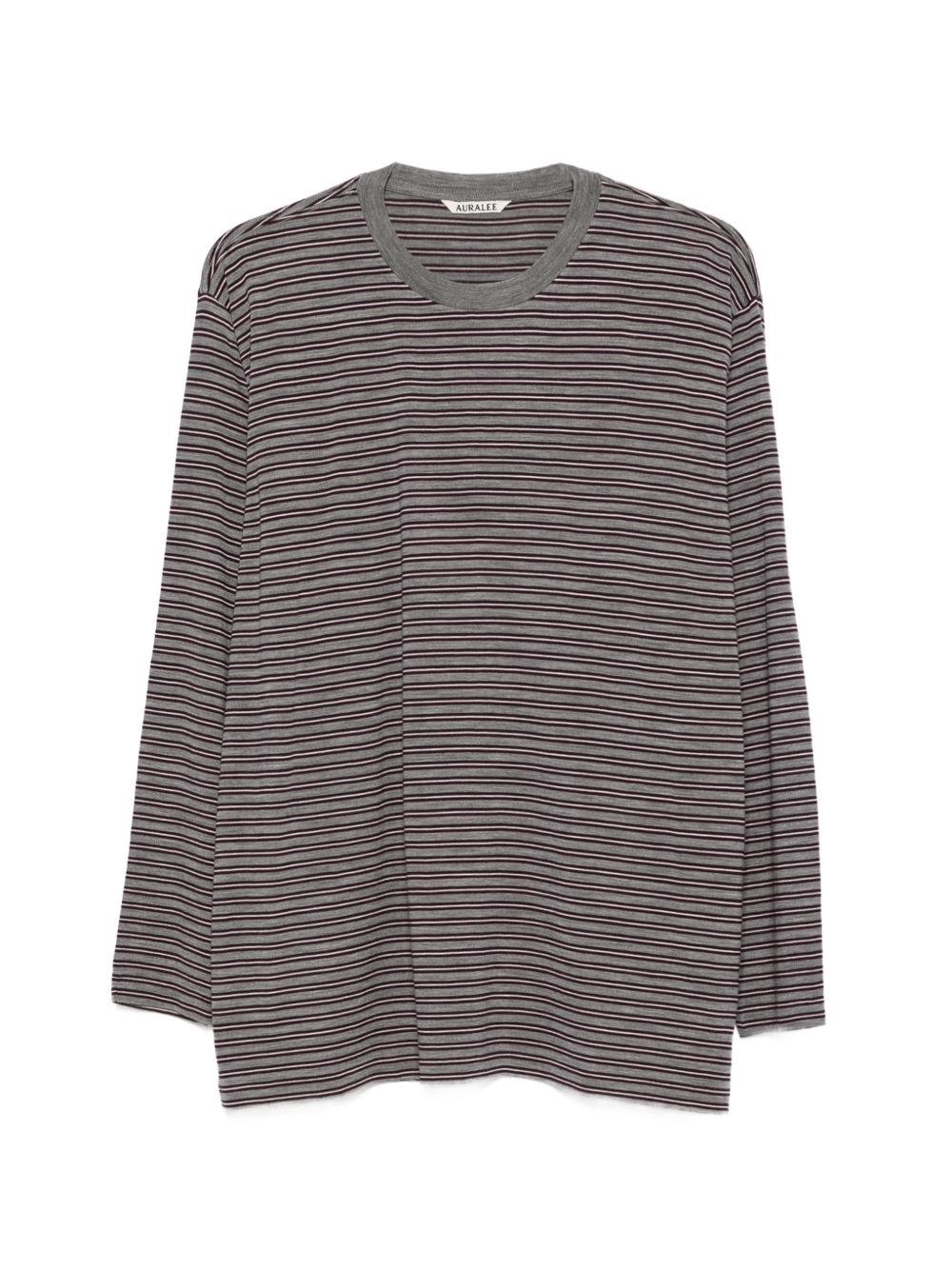 Graues gestreiftes T-Shirt aus Wolle