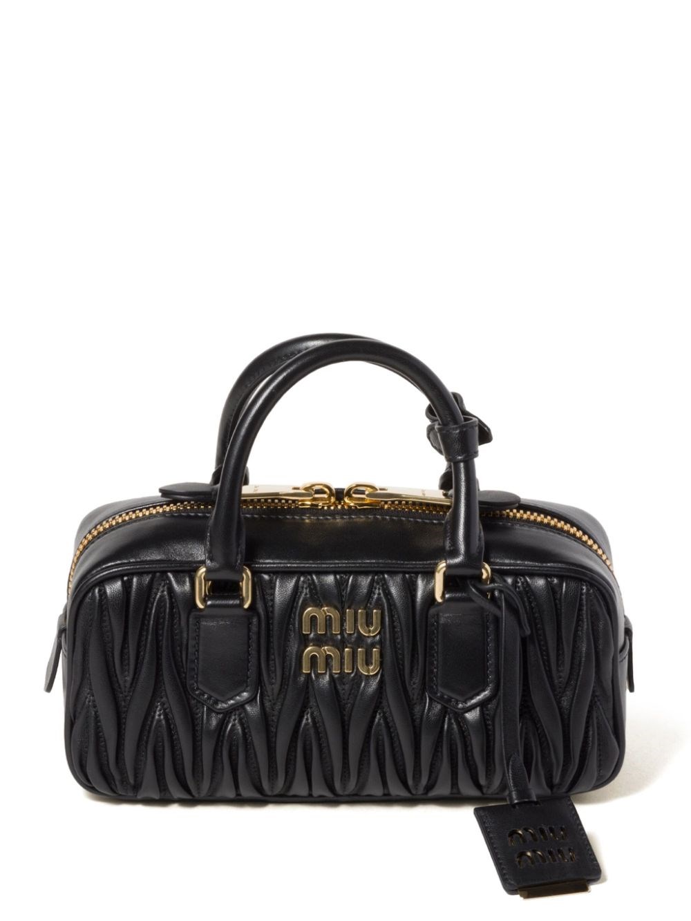 Sac Arcadie noir en cuir nappa matelassé