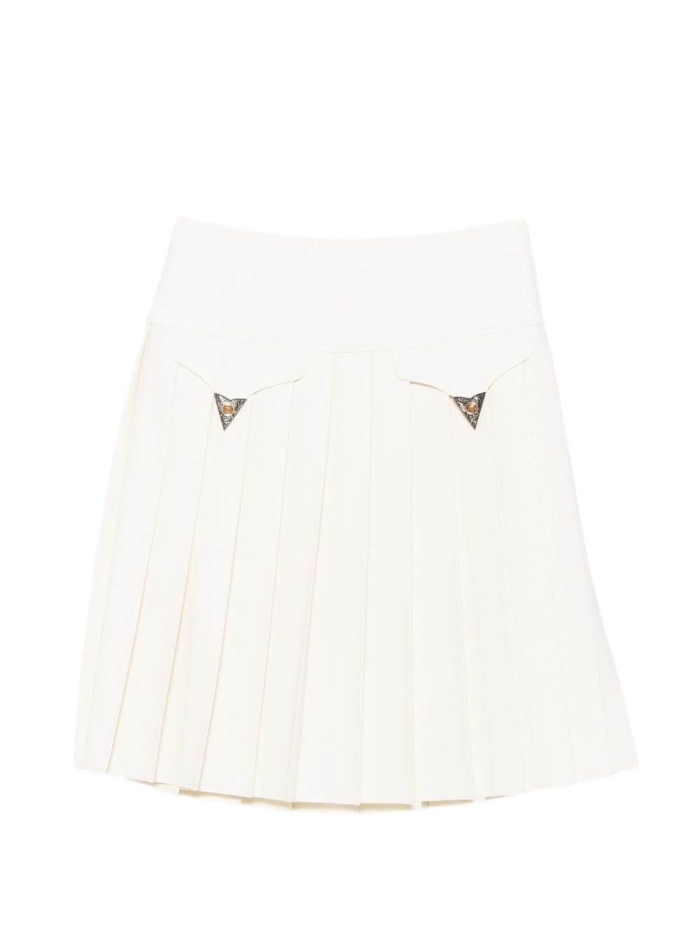 Versace Pleated Virgin Wool Skirt — Beige