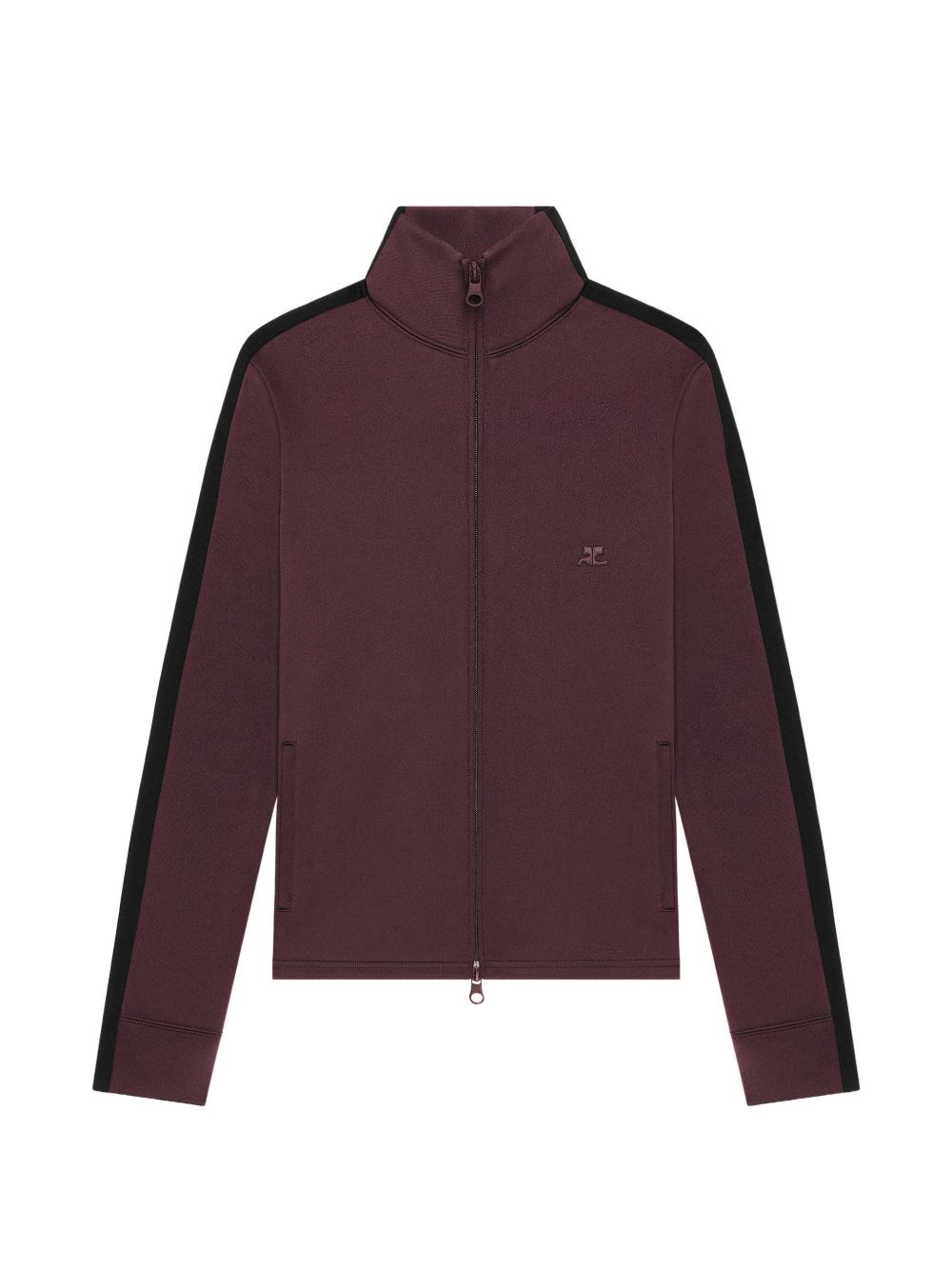 Felpa con zip bicolore rossa scura/nera