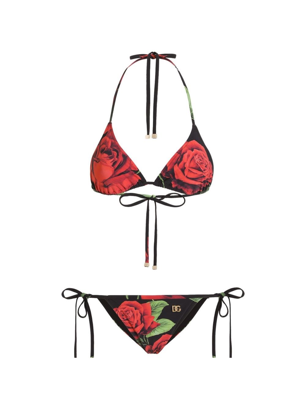 Dolce & Gabbana Rose Print Triangle Bikini Set