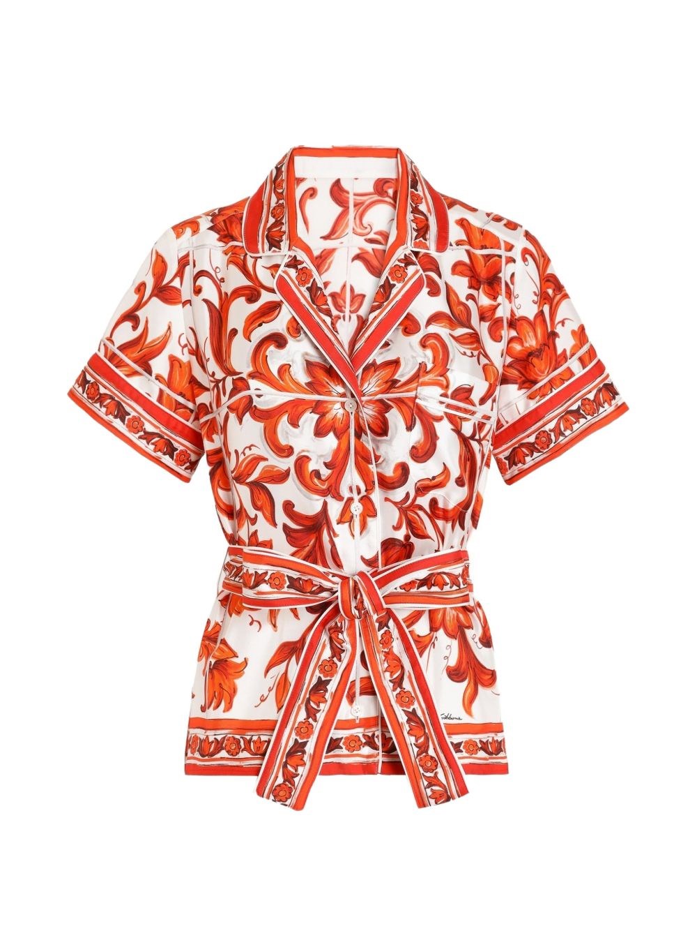 Dolce & Gabbana Maiolica Print Silk Shirt