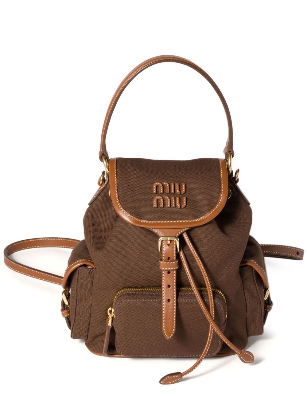 Miu Miu Canvas And Leather Medium Backpack