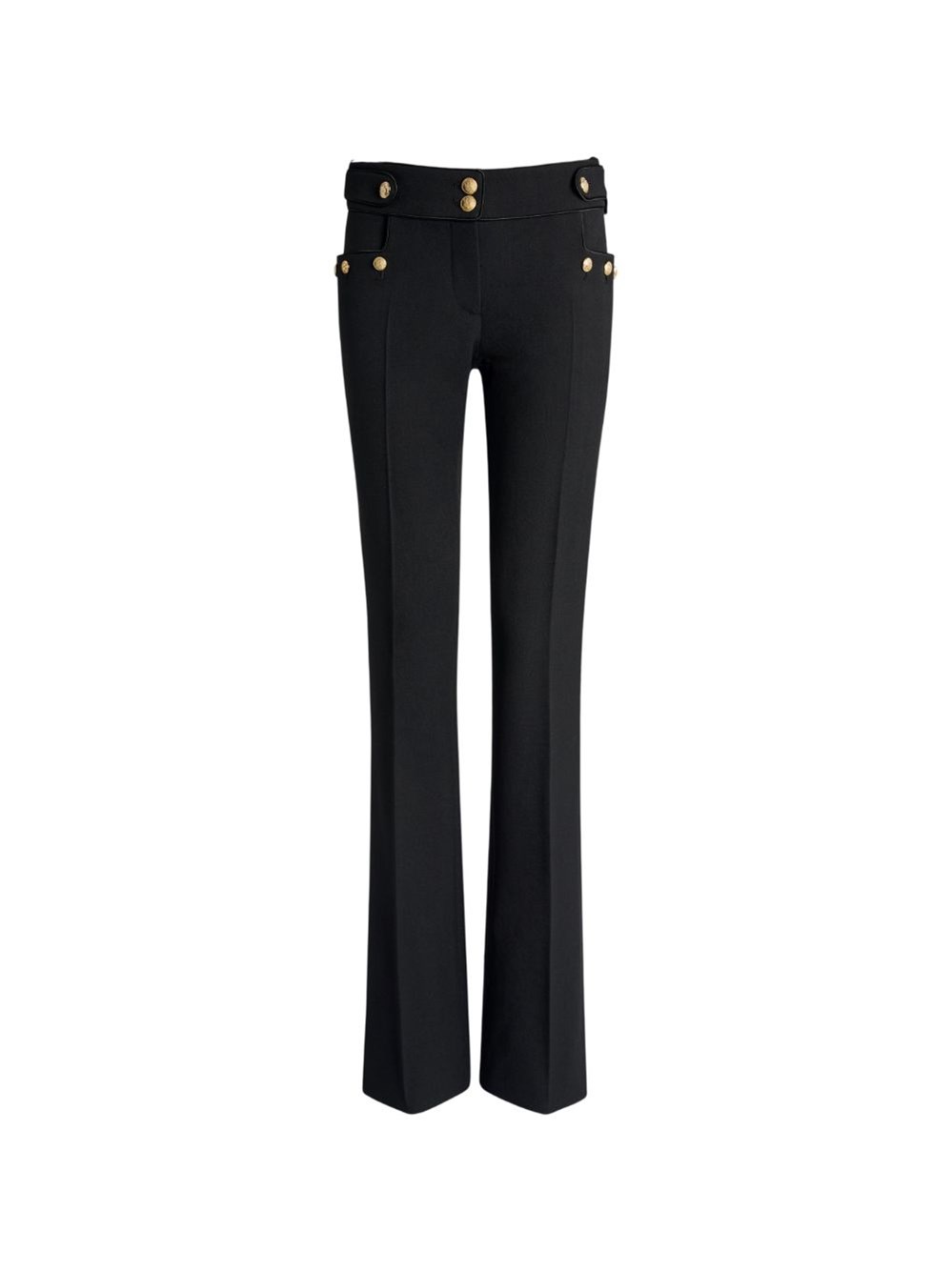 Balmain Donna Nero - Pantaloni In Gabardine Di Lana Con Pinces - Trousers - Xs - Immagine 2