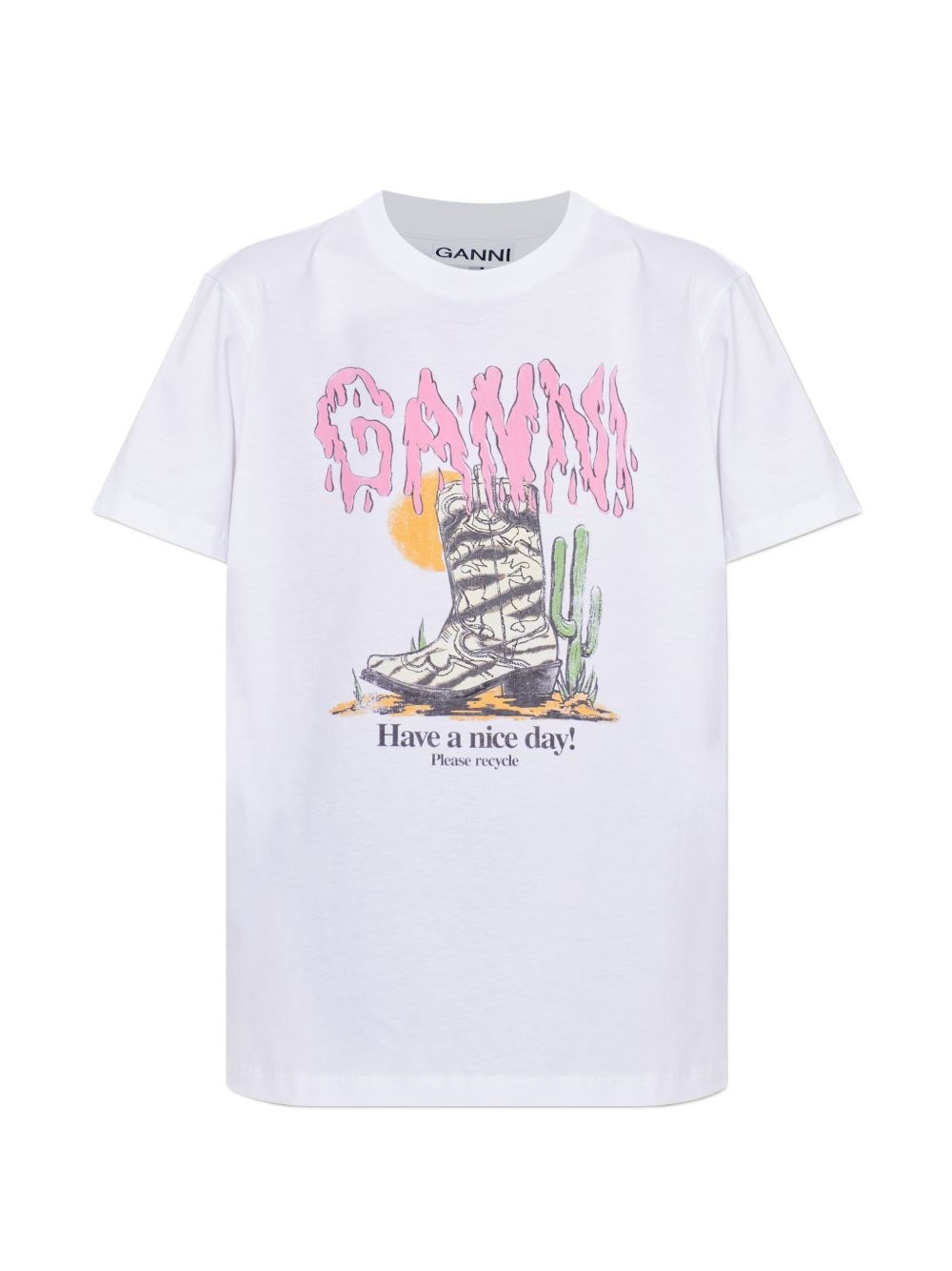 GANNI Printed Cotton T-Shirt
