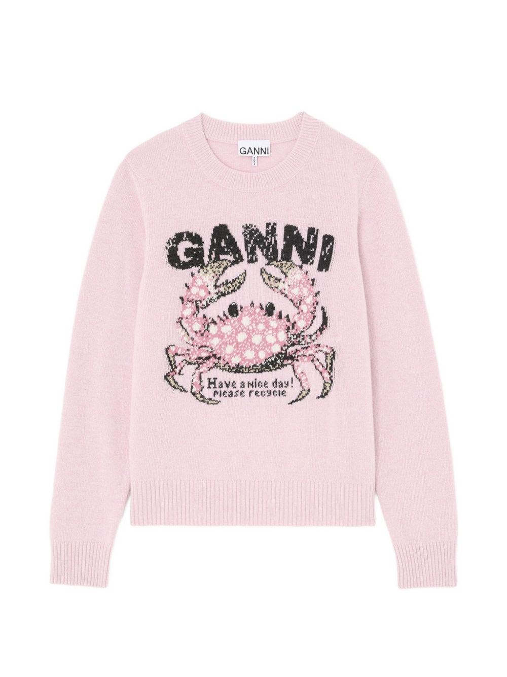 GANNI Wool Crewneck Sweater