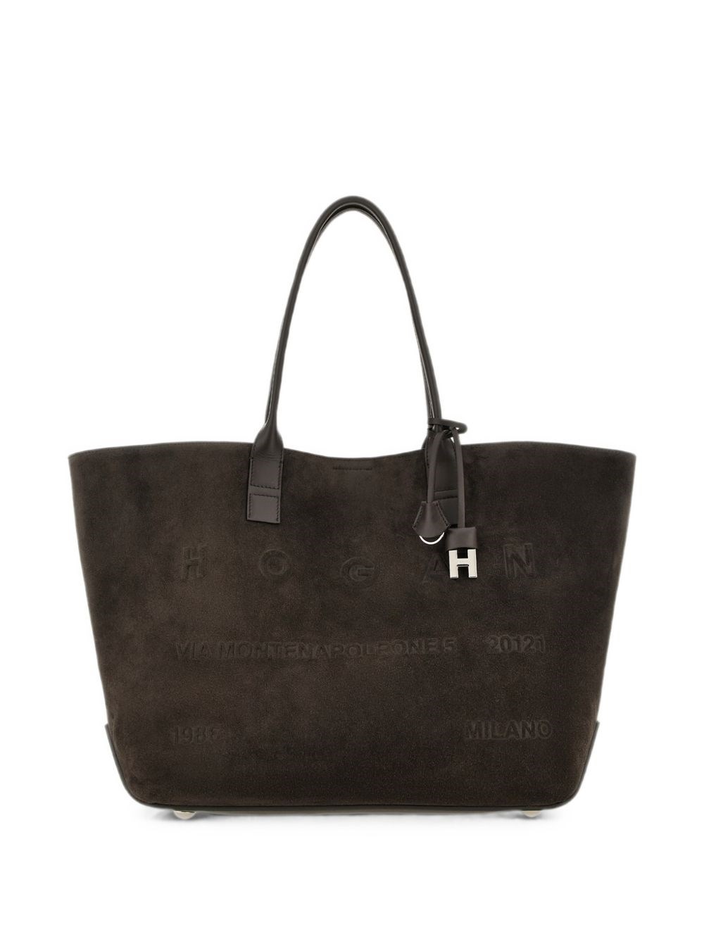Hogan Address Medium Leather Tote Bag In Brown
